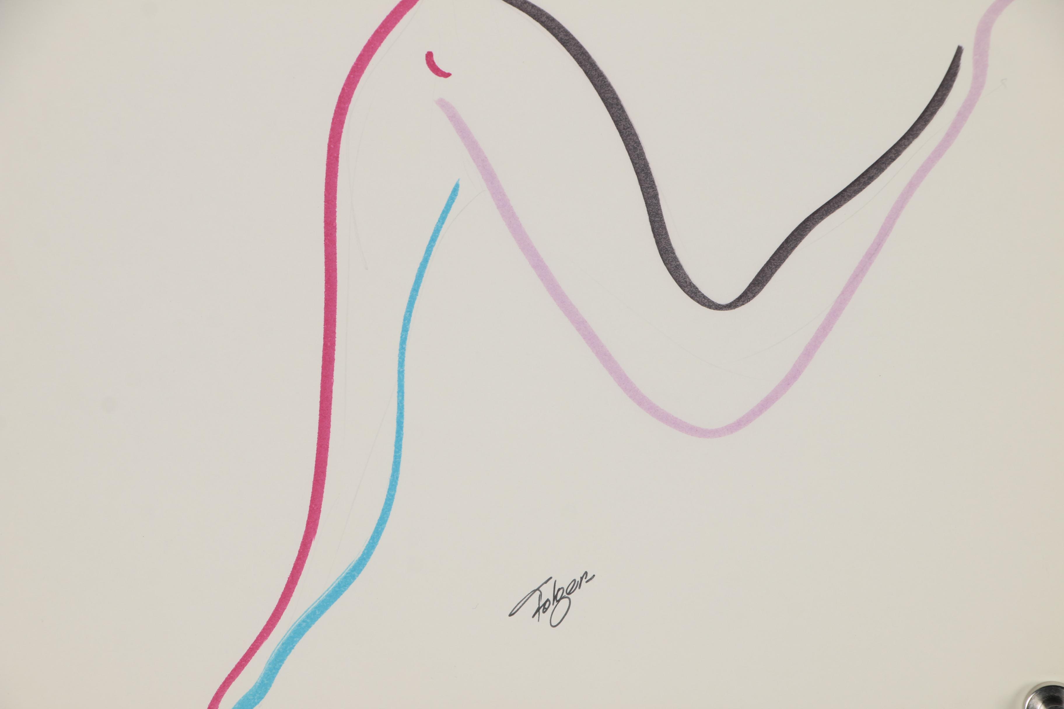 Franklin Folger Ink Drawing of Abstract Female Figure