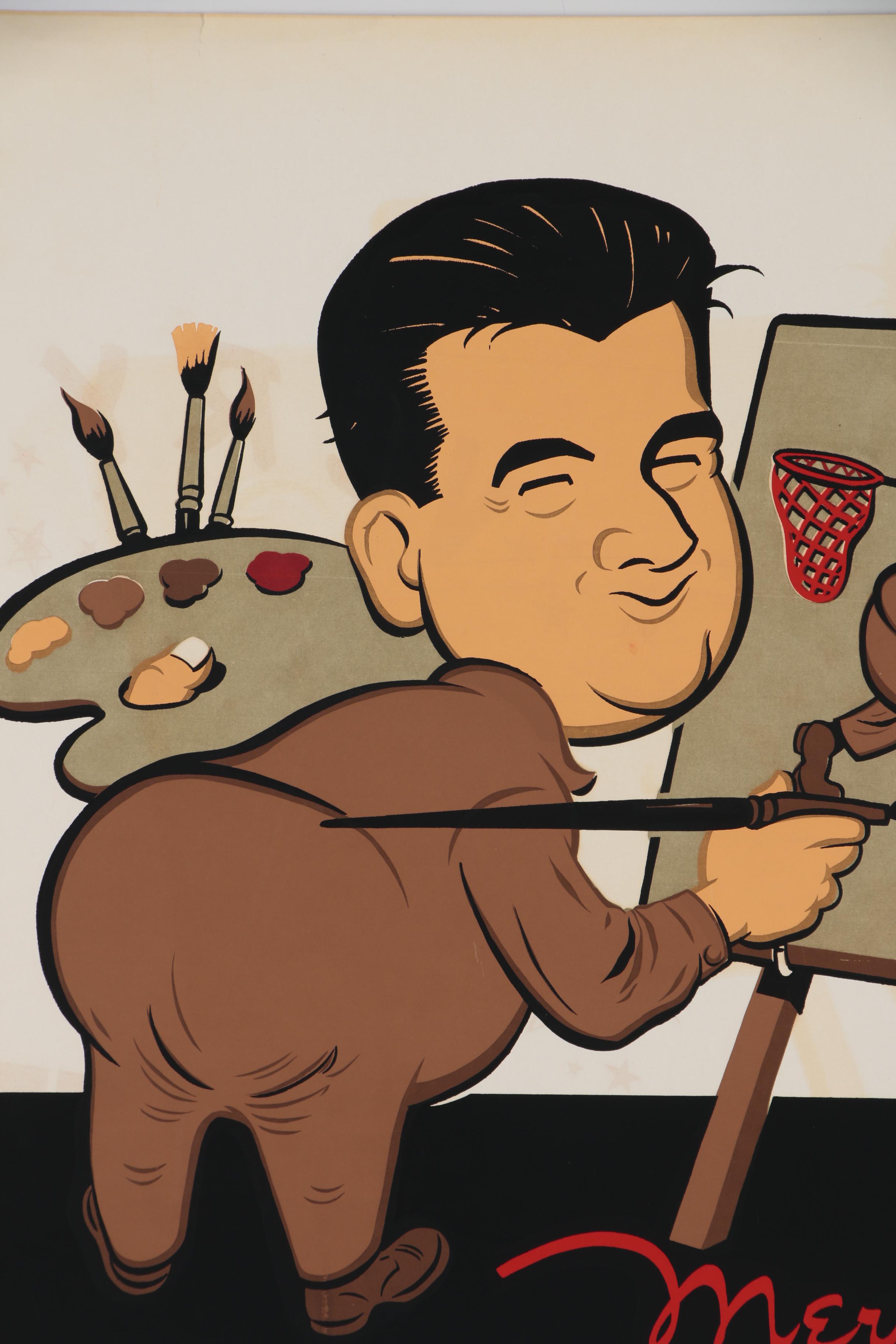 Franklin Folger U.S. Army Christmas Cartoon Serigraph