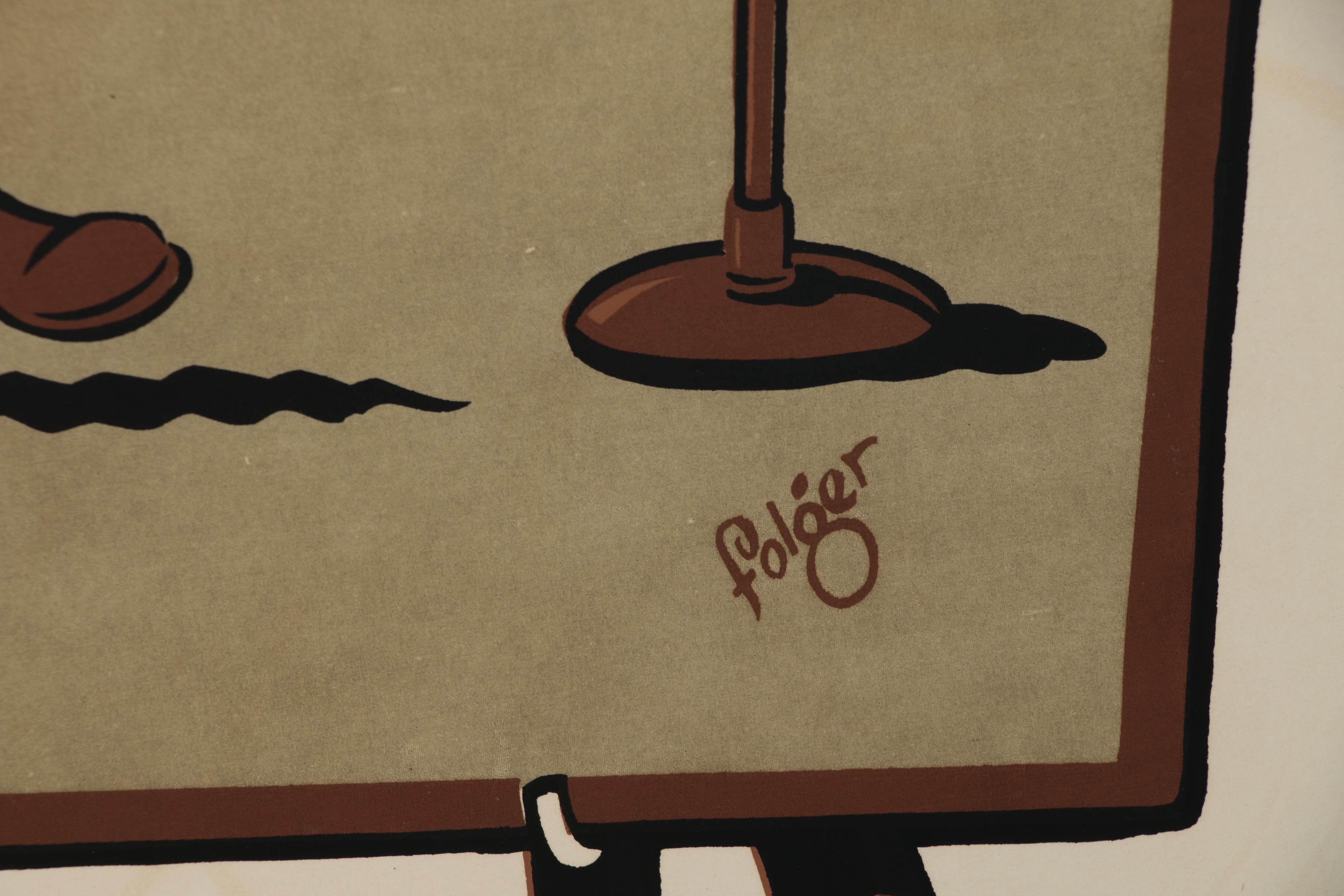 Franklin Folger U.S. Army Christmas Cartoon Serigraph