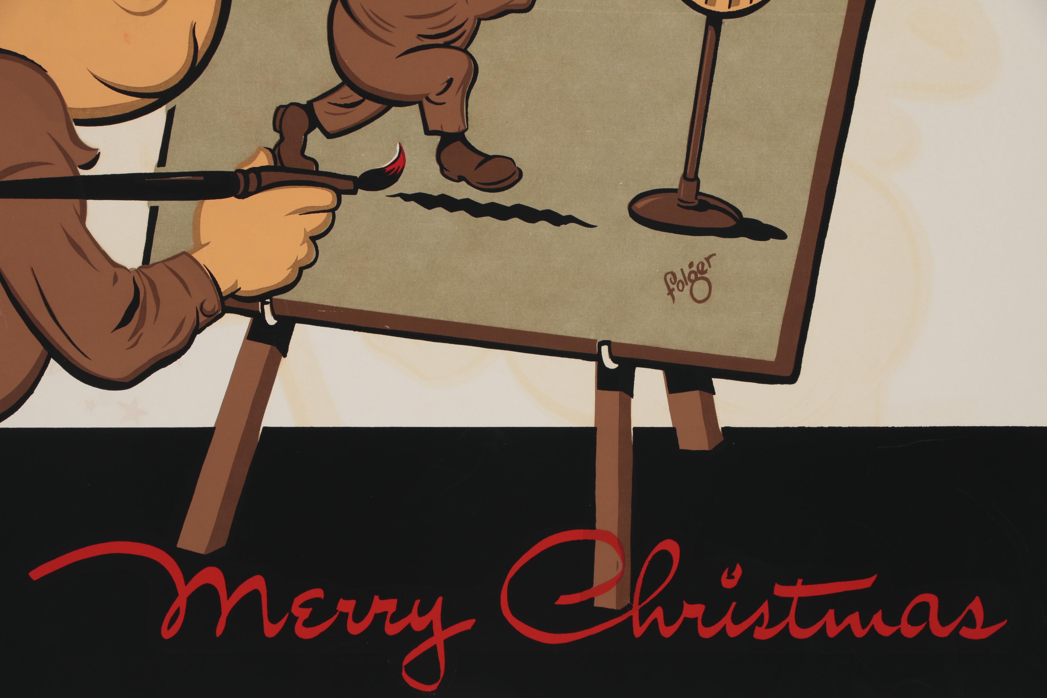 Franklin Folger U.S. Army Christmas Cartoon Serigraph