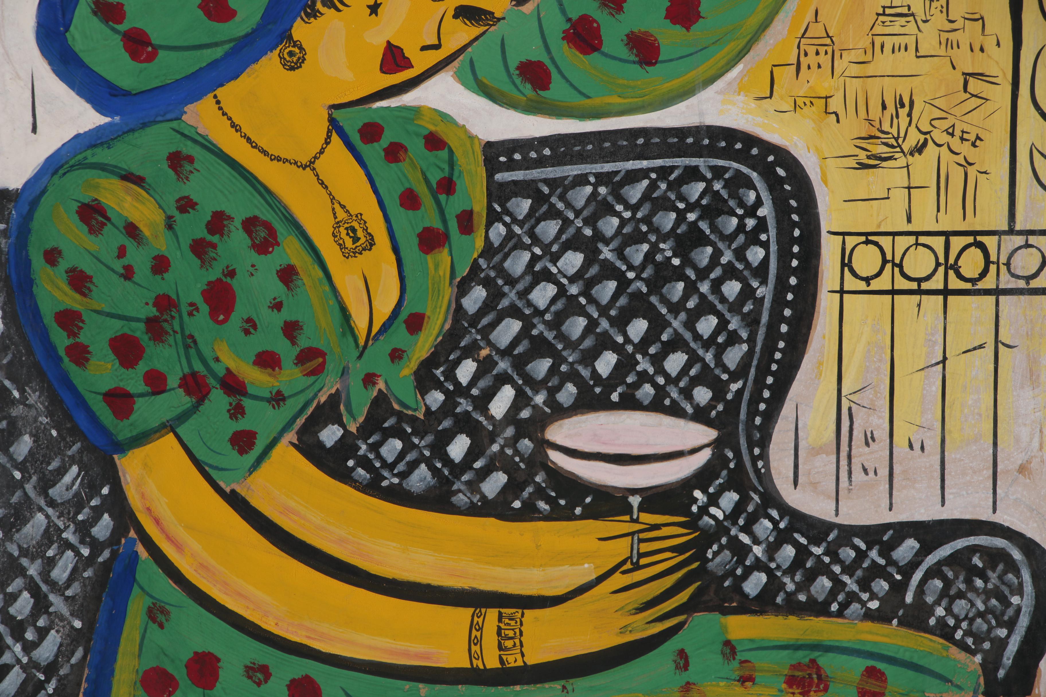 Franklin Folger Gouache Painting of Stylish Woman, 1956