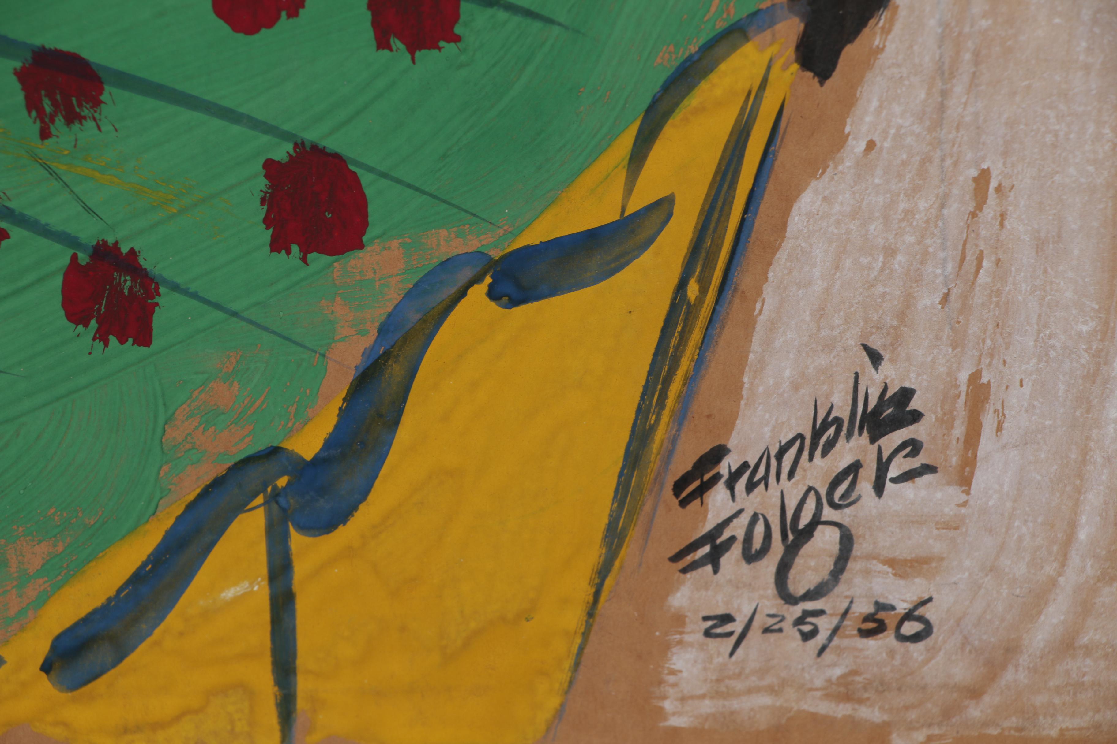 Franklin Folger Gouache Painting of Stylish Woman, 1956