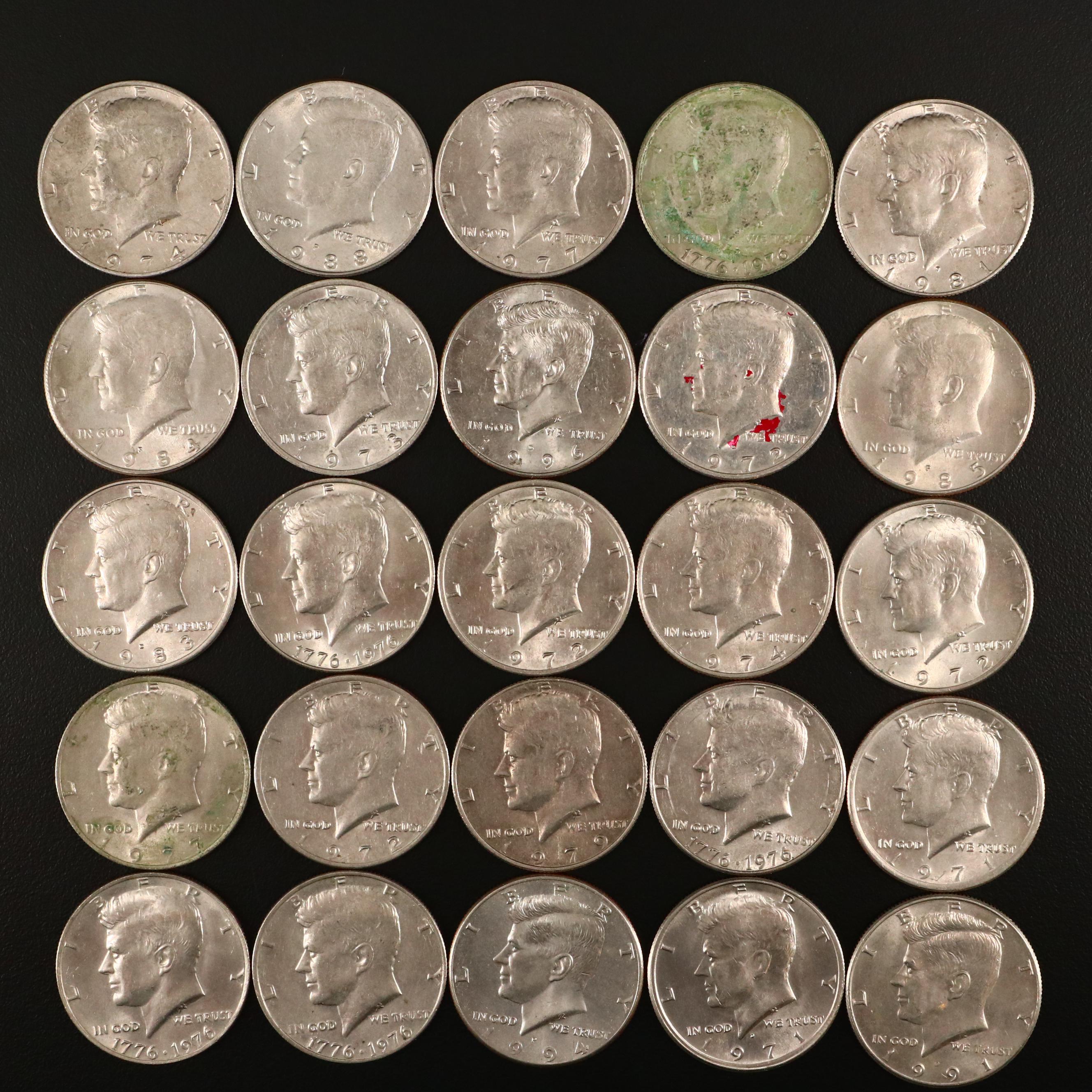 Large Assortment of Kennedy Clad Half Dollars and Eisenhower Clad Dollars