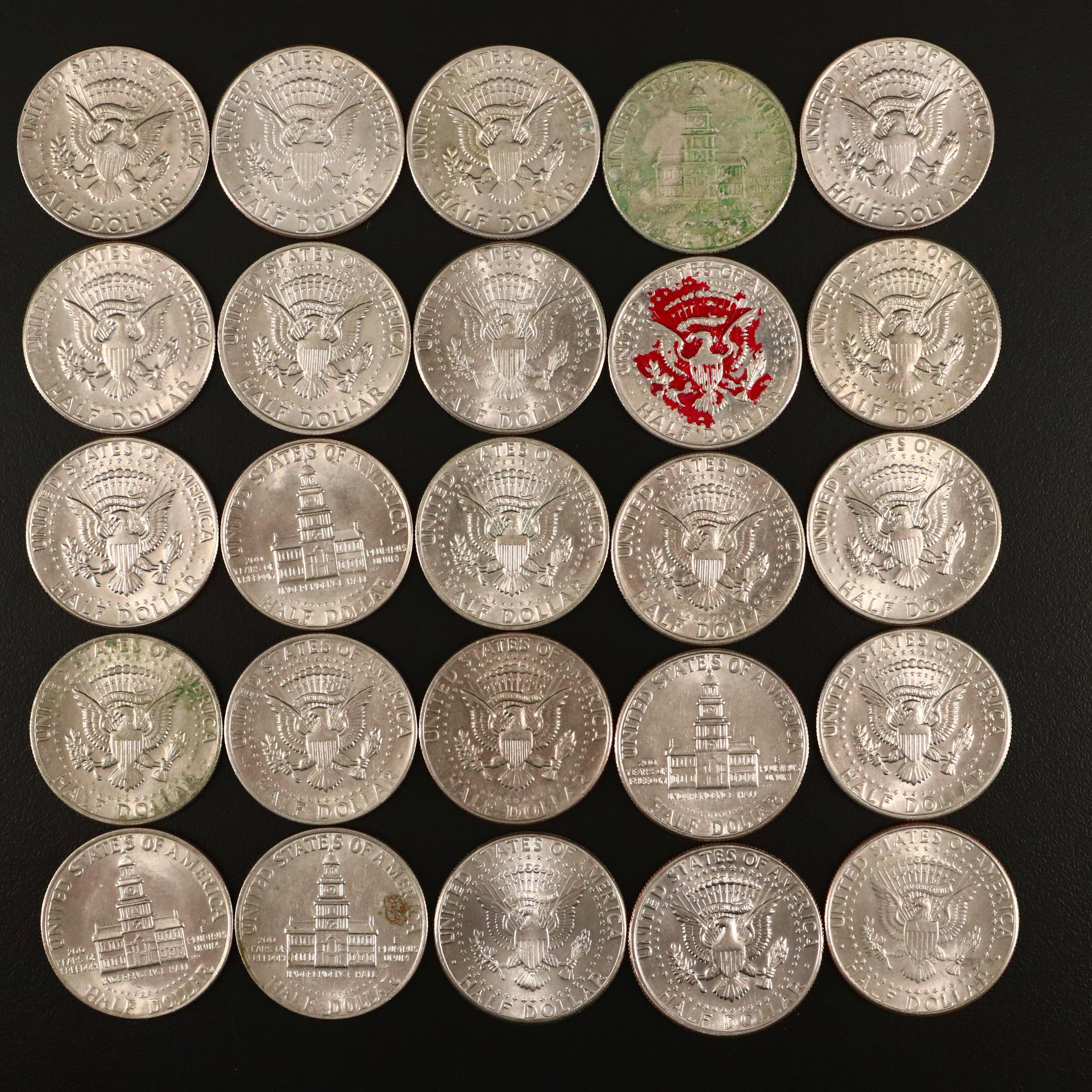 Large Assortment of Kennedy Clad Half Dollars and Eisenhower Clad Dollars
