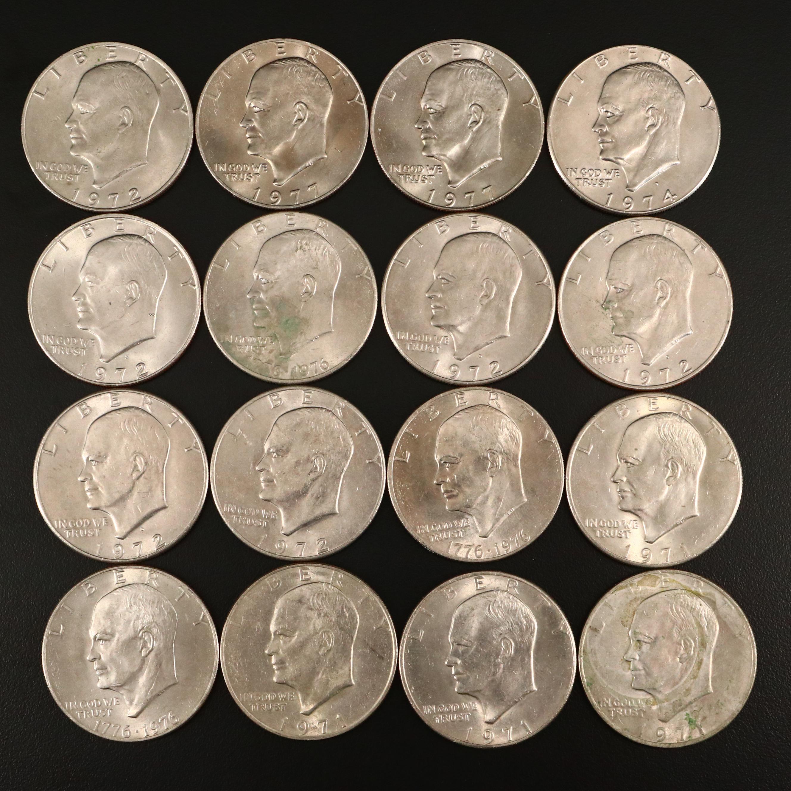 Large Assortment of Kennedy Clad Half Dollars and Eisenhower Clad Dollars