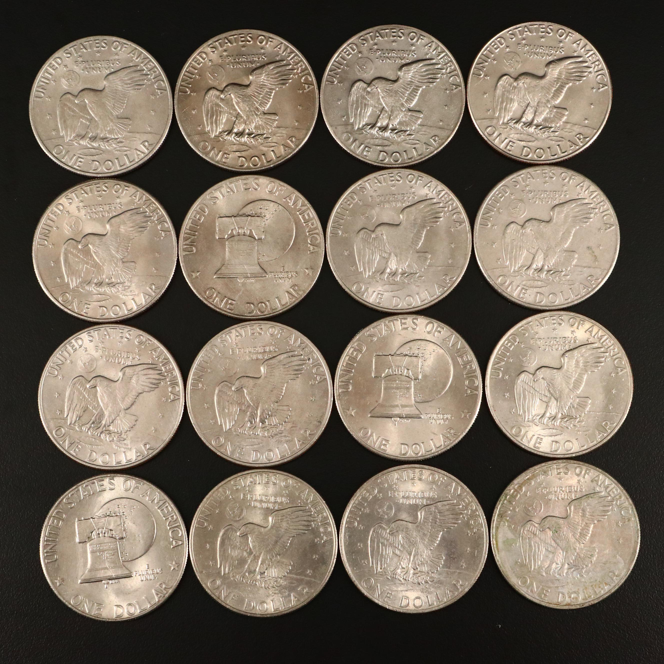 Large Assortment of Kennedy Clad Half Dollars and Eisenhower Clad Dollars