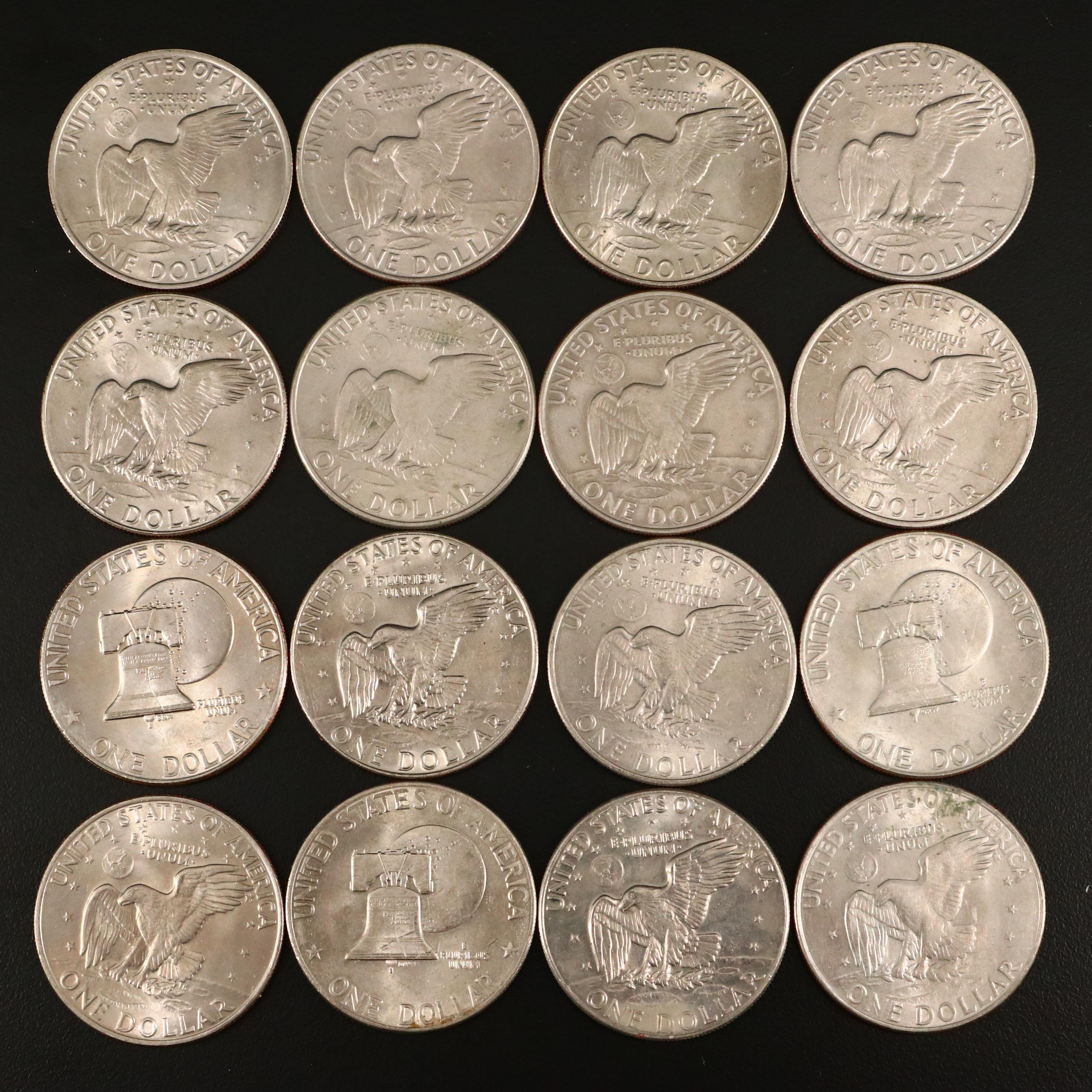 Large Assortment of Kennedy Clad Half Dollars and Eisenhower Clad Dollars