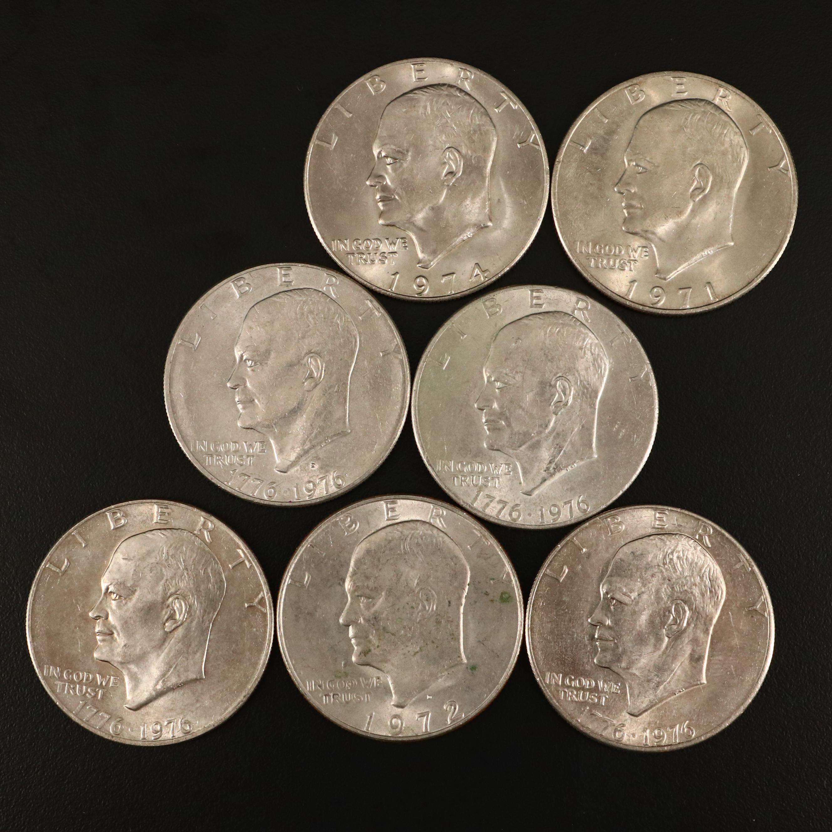 Large Assortment of Kennedy Clad Half Dollars and Eisenhower Clad Dollars