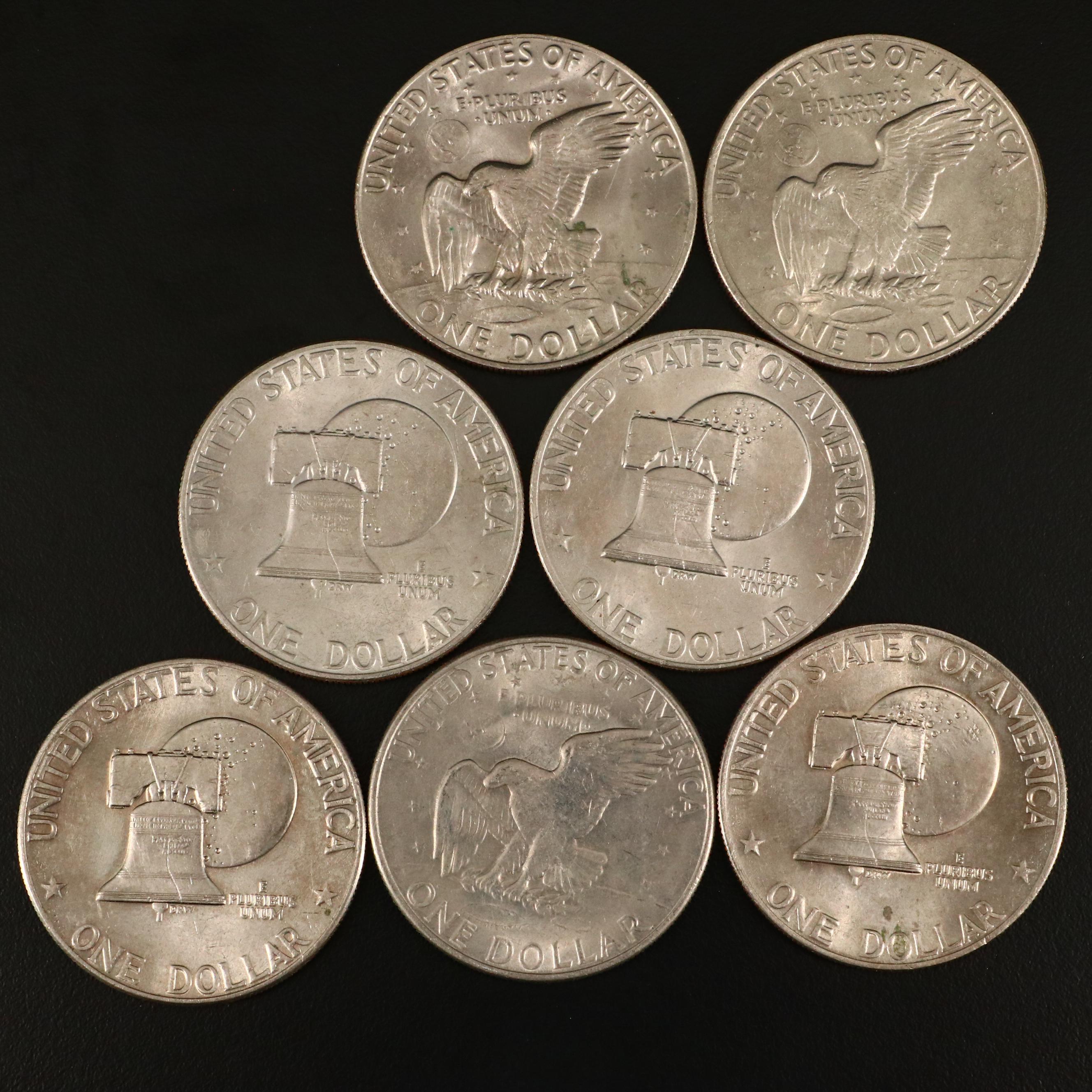 Large Assortment of Kennedy Clad Half Dollars and Eisenhower Clad Dollars