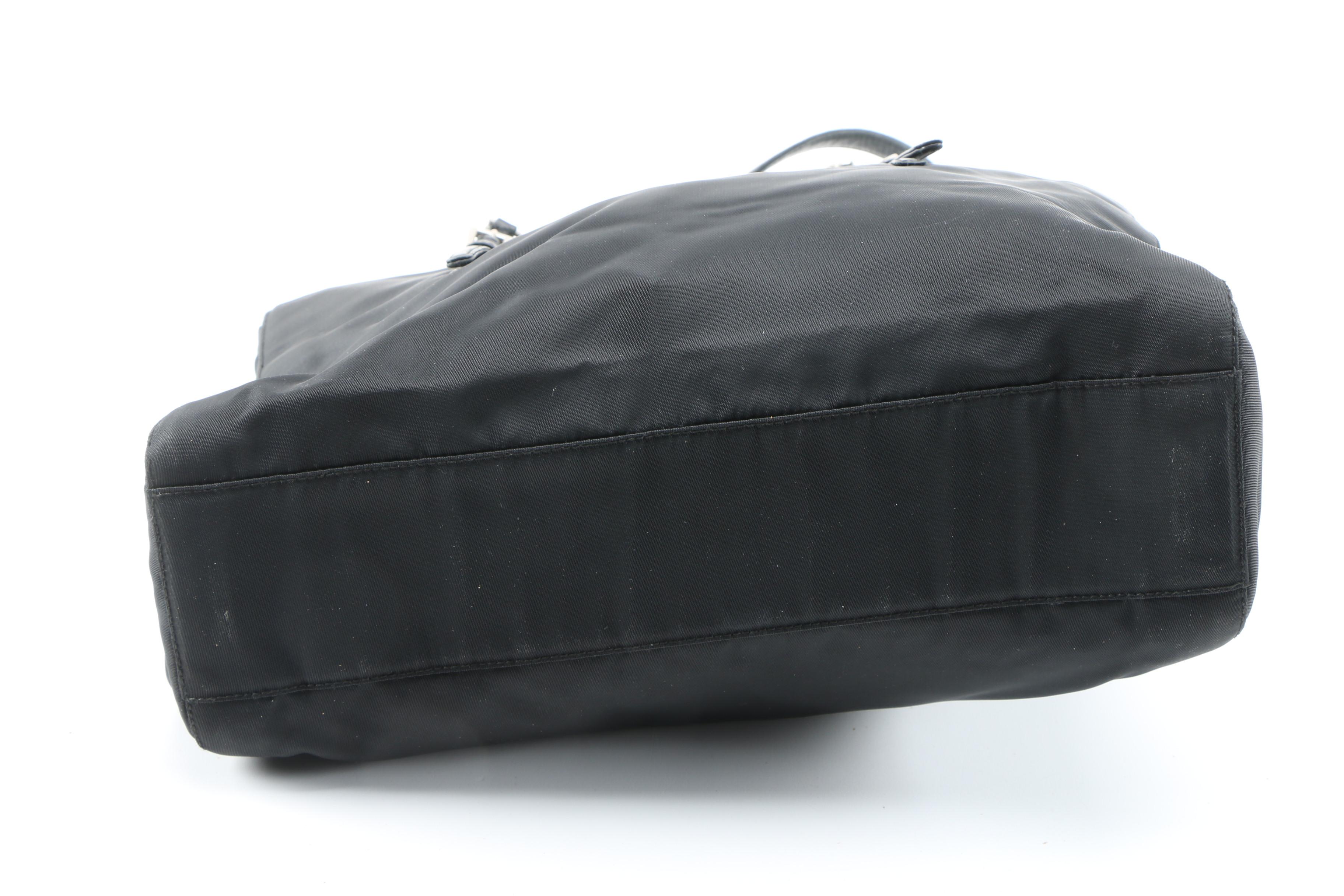 Prada Tessuto Nylon Shoulder Bag in Black with Leather and Chain Strap