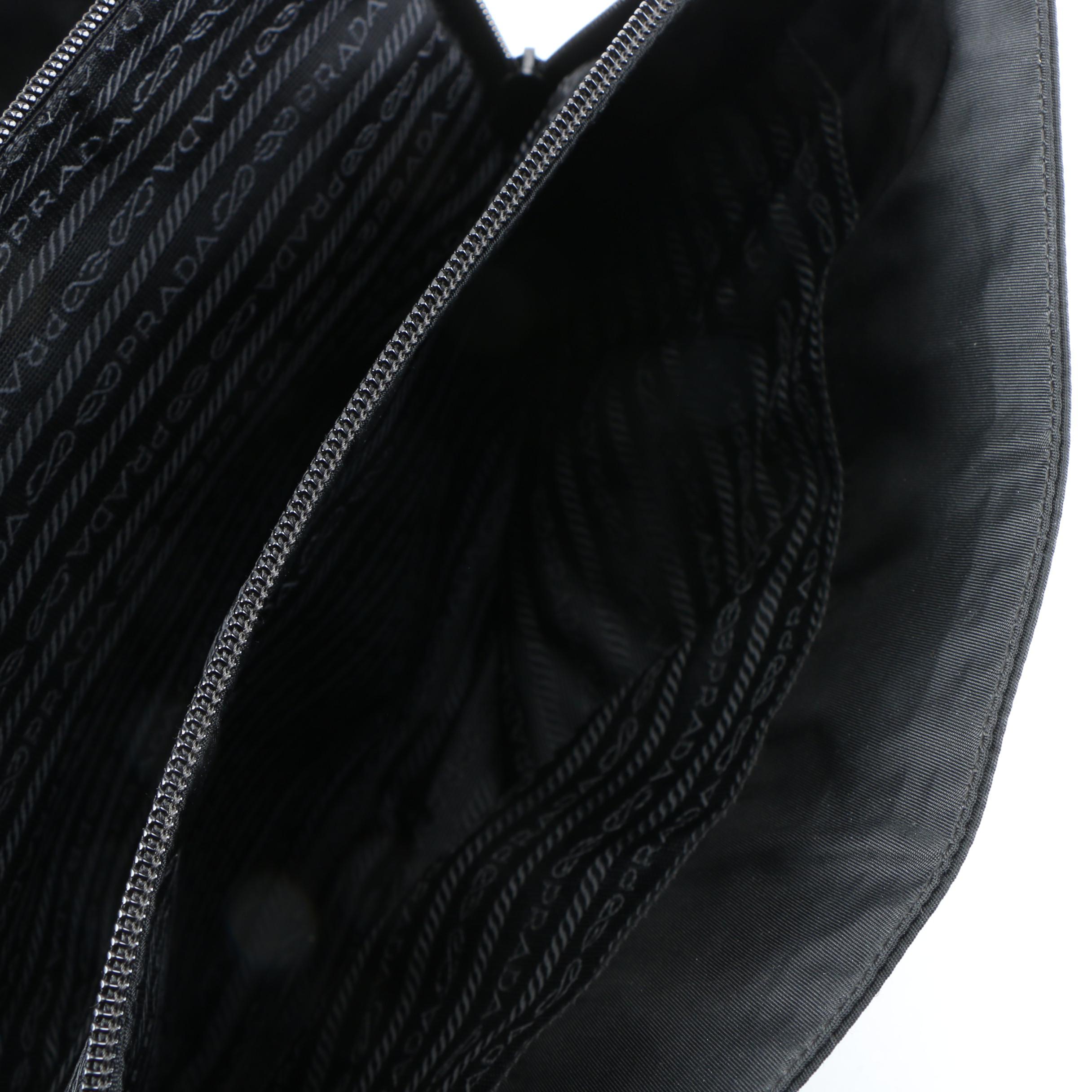 Prada Tessuto Nylon Shoulder Bag in Black with Leather and Chain Strap