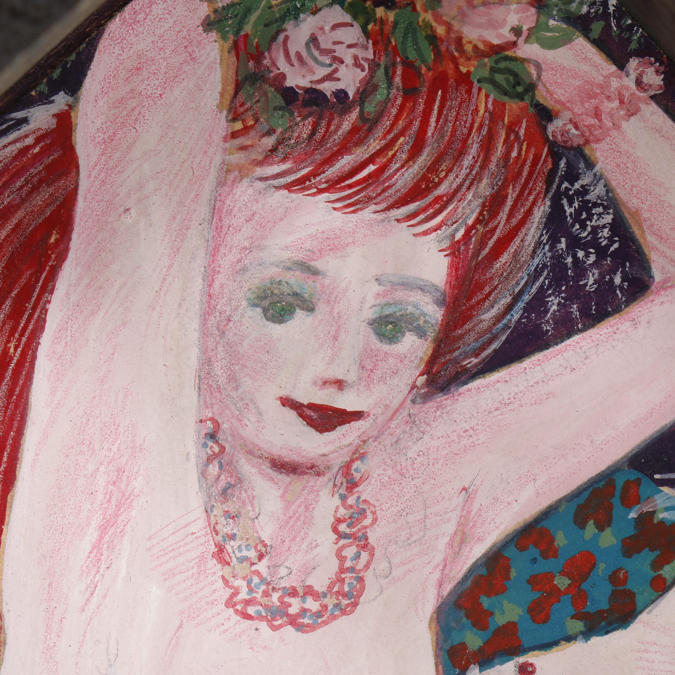 Franklin Folger Mixed Media Painting of Female Figures