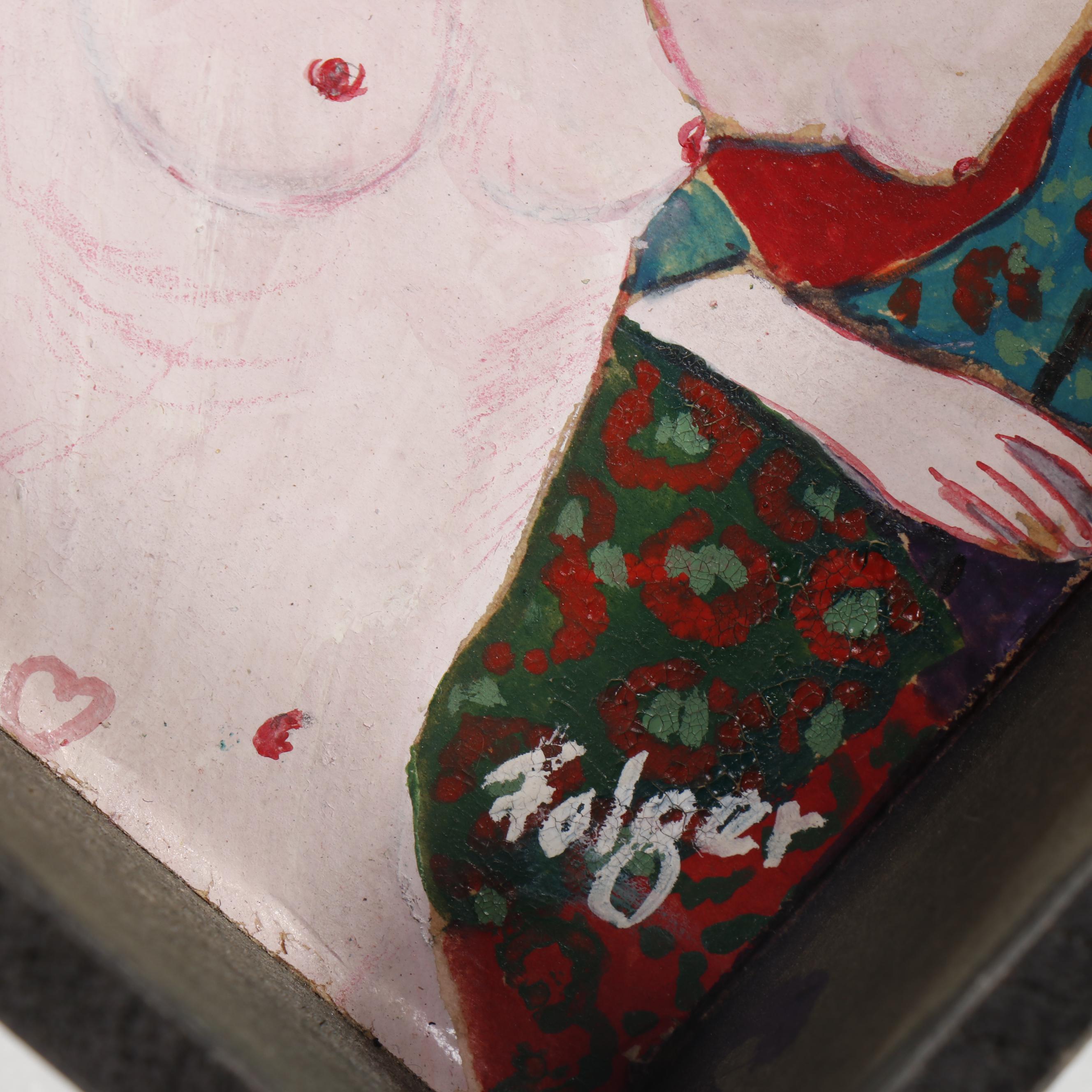 Franklin Folger Mixed Media Painting of Female Figures