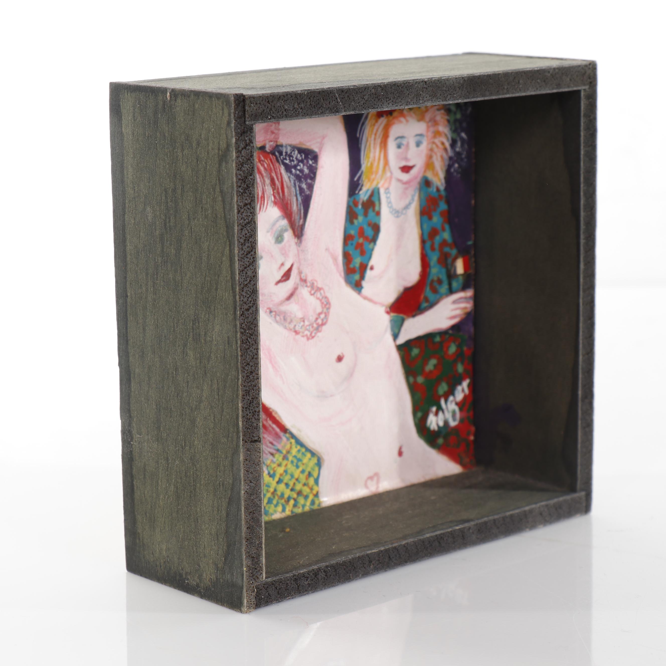 Franklin Folger Mixed Media Painting of Female Figures