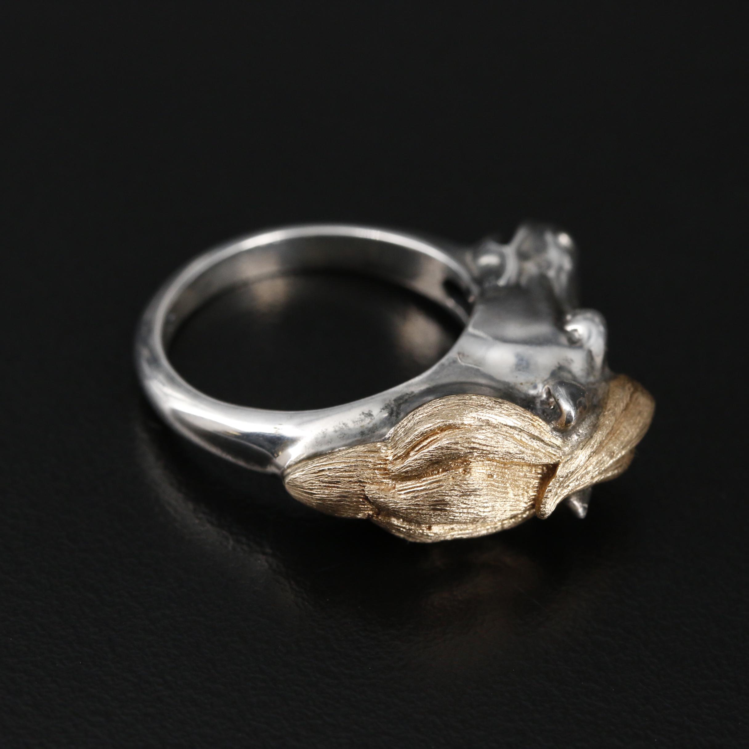 Kabana Sterling Silver 14K Horse Head Ring