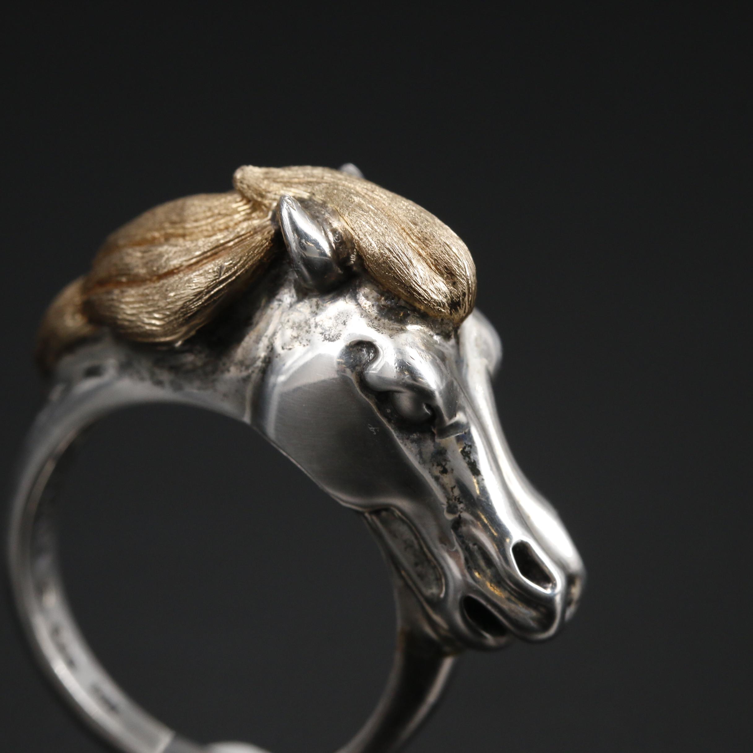 Kabana Sterling Silver 14K Horse Head Ring