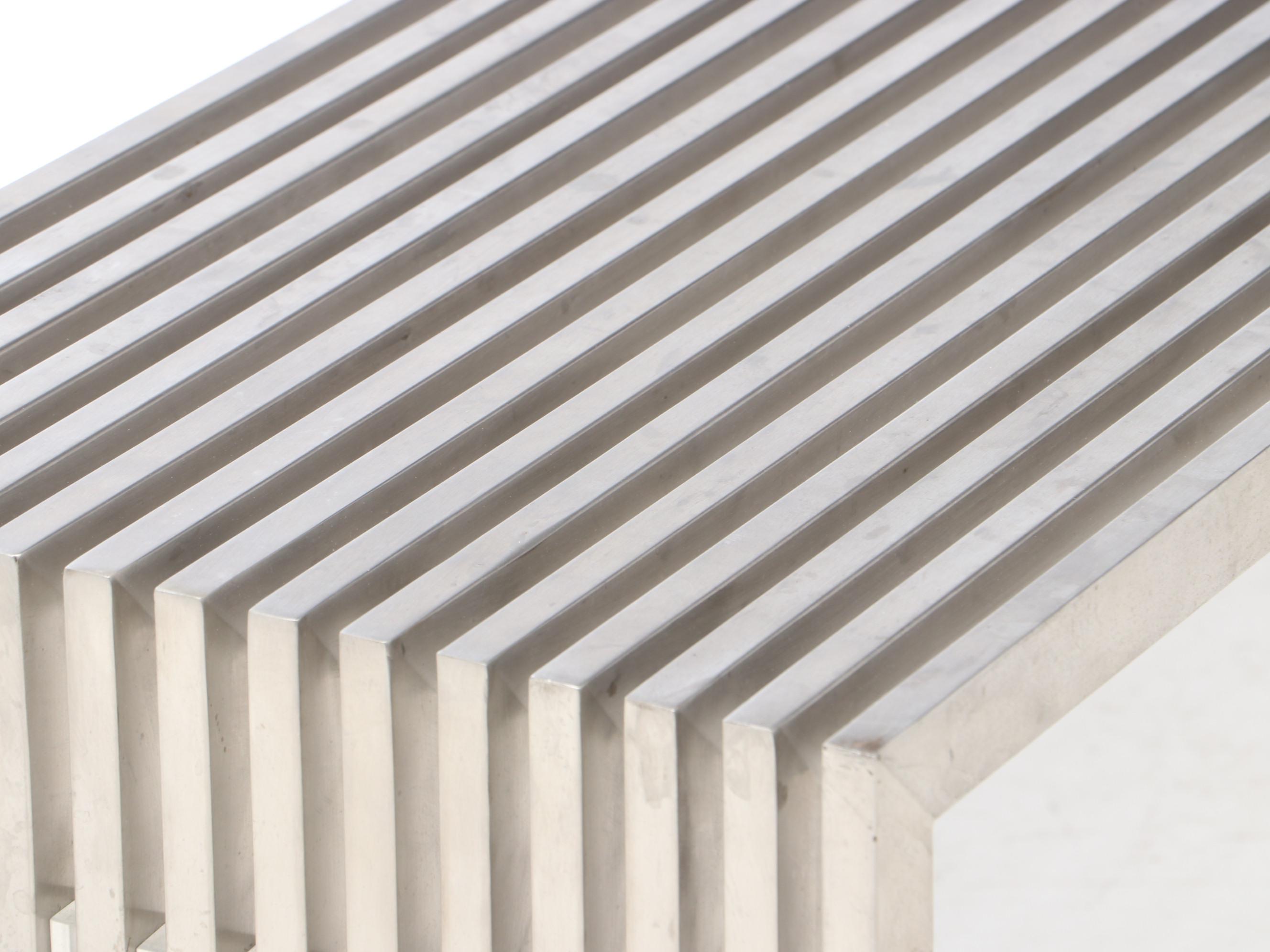 Contemporary Modern Stainless Steel Bench with Acrylic Spacers