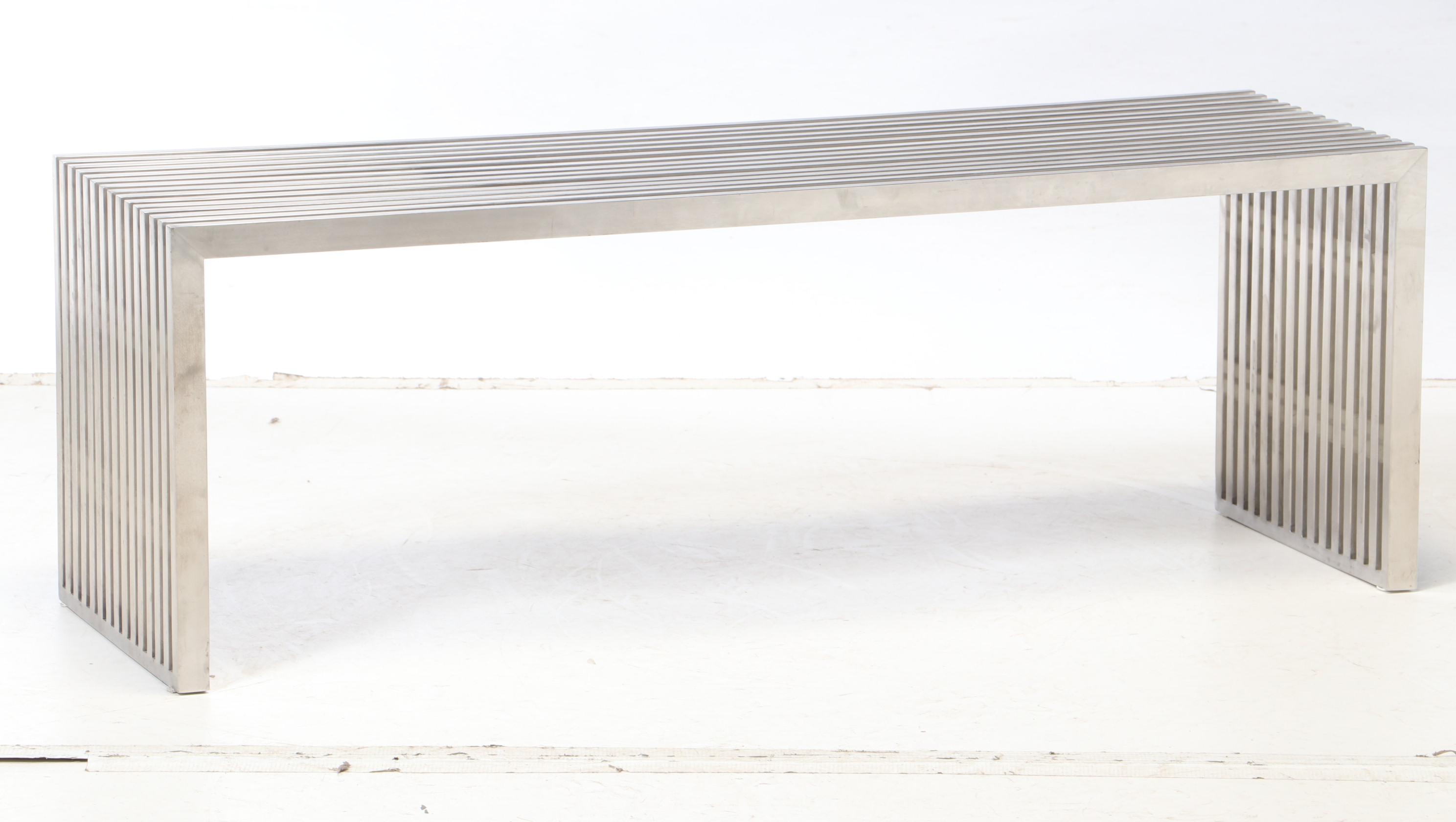 Contemporary Modern Stainless Steel Bench with Acrylic Spacers