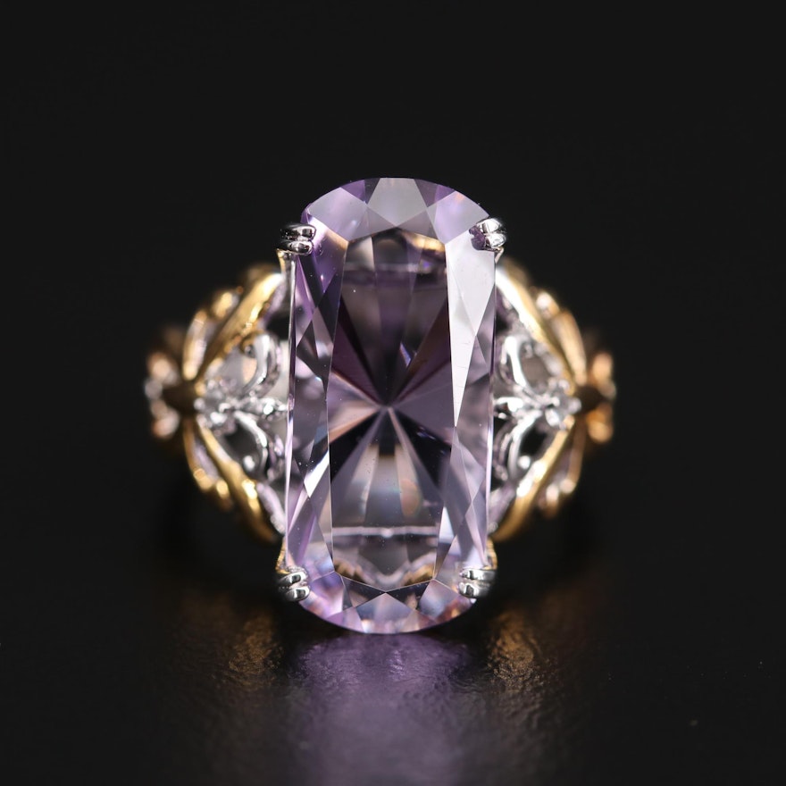 Sterling Silver Amethyst and White Topaz Openwork Ring