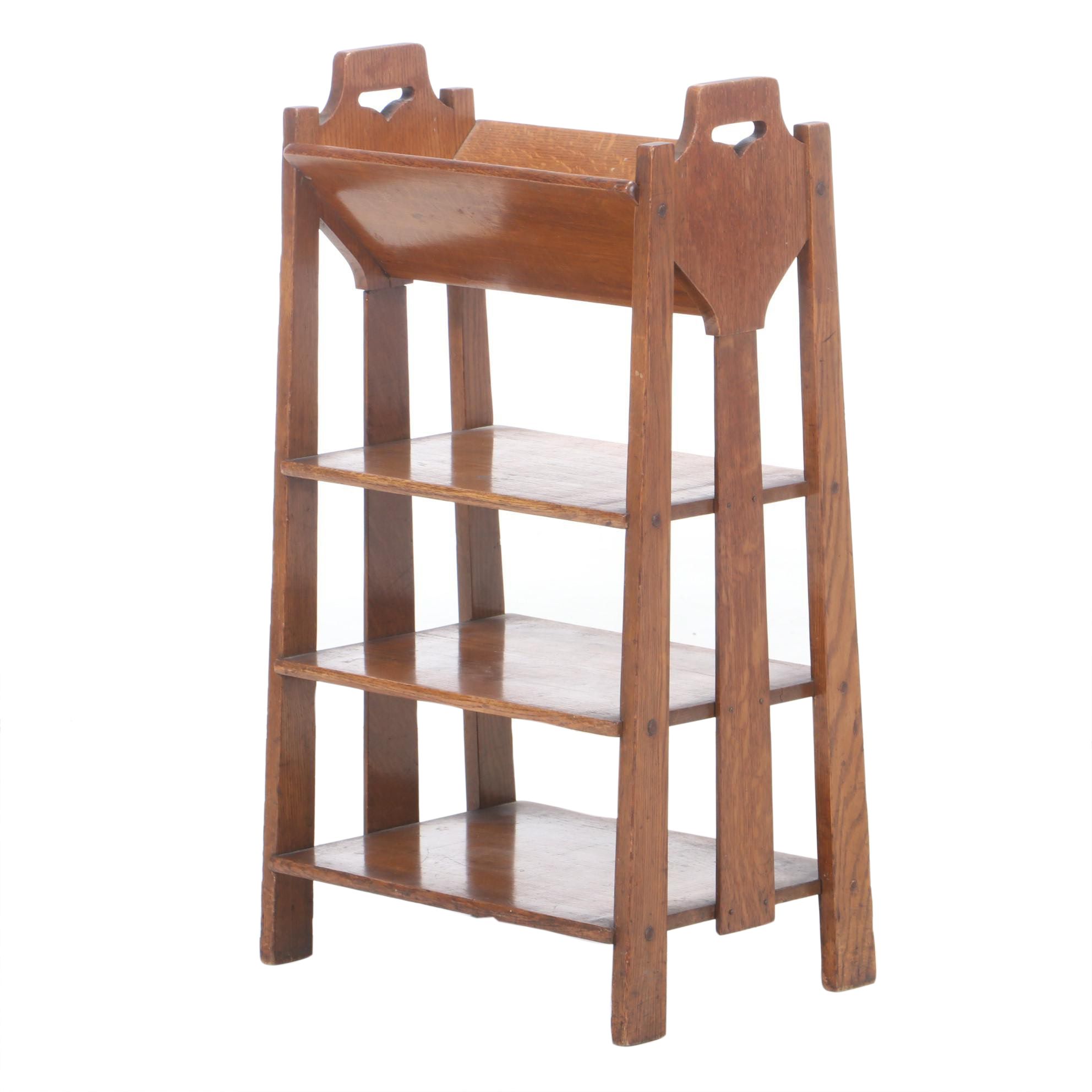 Lakeside Craft Shops Arts & Crafts Oak Bookshelf, Early 20th Century