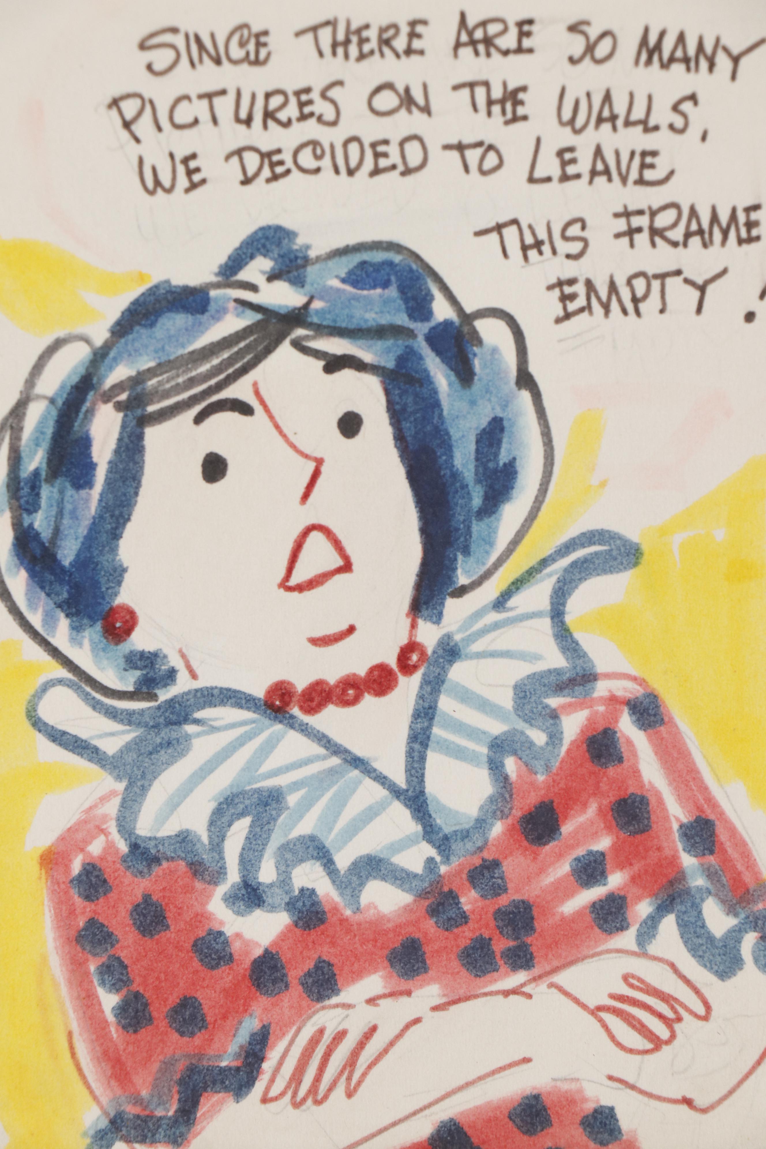 Franklin Folger "The Girls" Style Ink Cartoon, Mid 20th Century