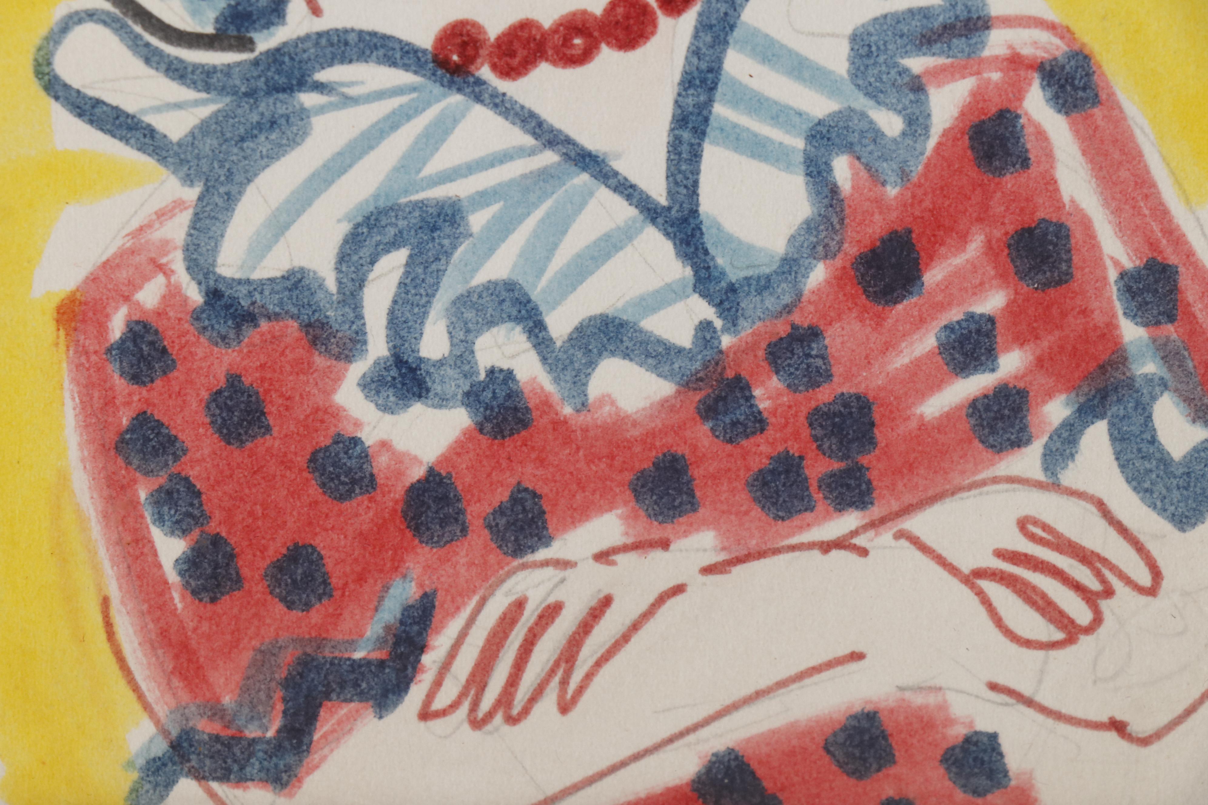 Franklin Folger "The Girls" Style Ink Cartoon, Mid 20th Century