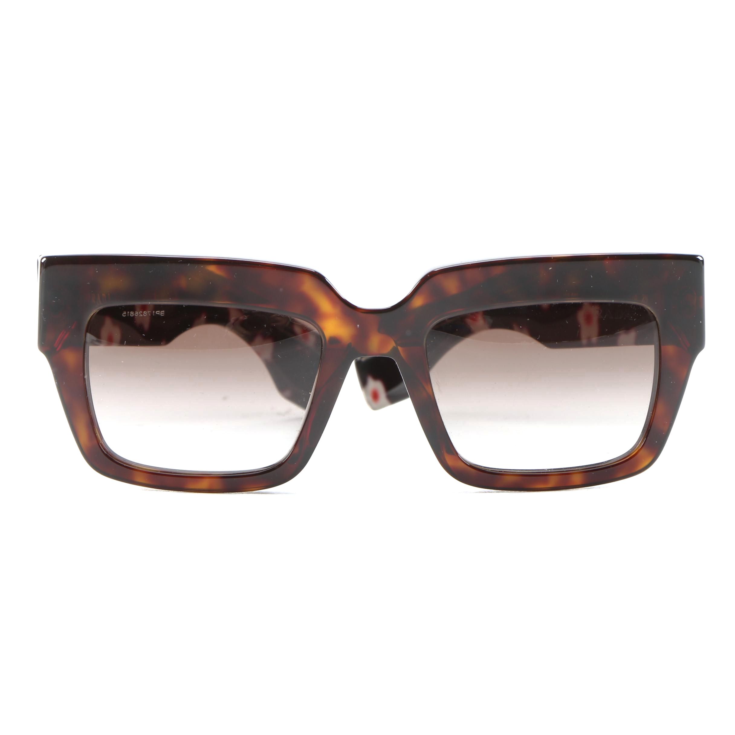 Prada SPR28P Sunglasses in Tortoise and Black with Case and Box