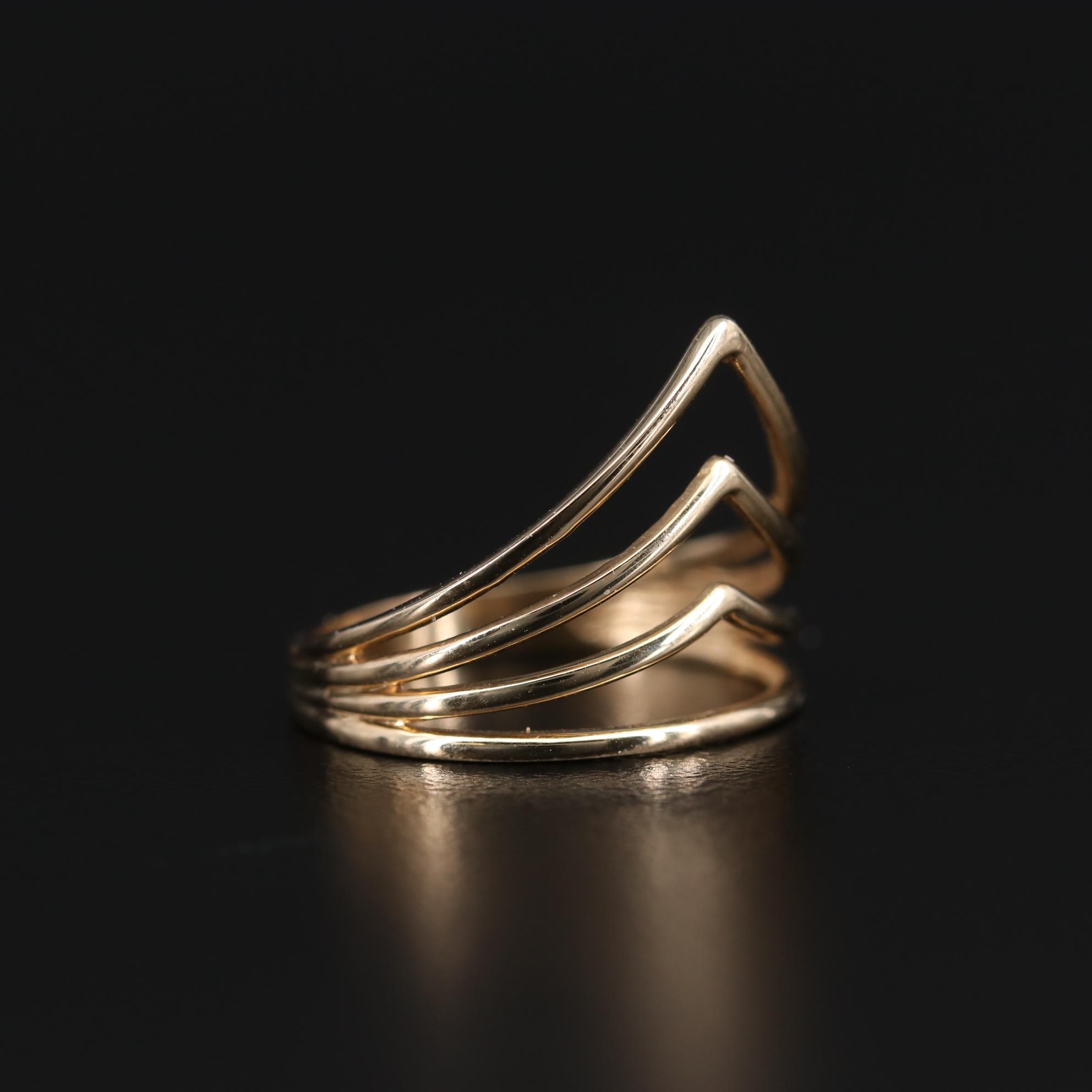 14K Yellow Gold Chevron Ring