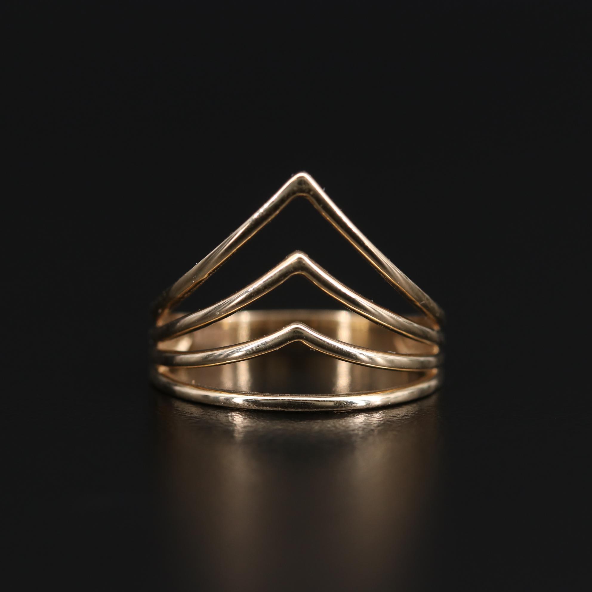 14K Yellow Gold Chevron Ring