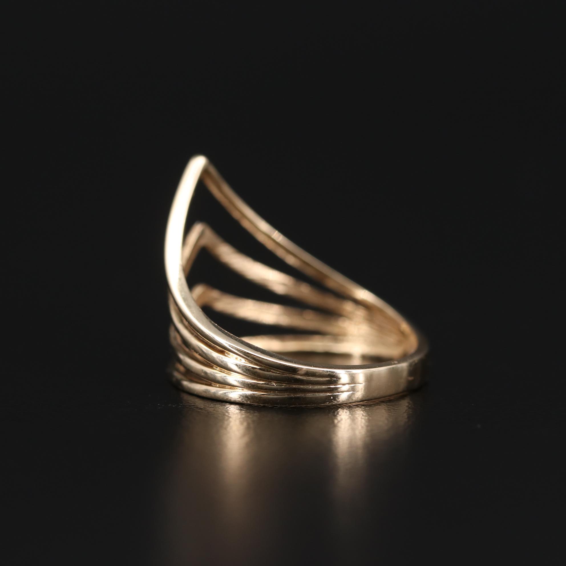 14K Yellow Gold Chevron Ring