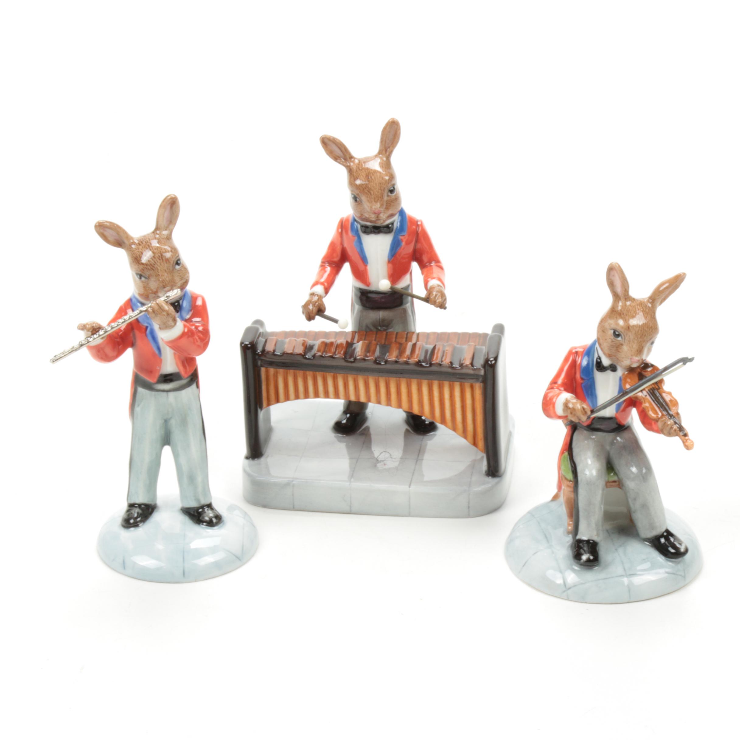 Royal Doulton "The Violinist" and Other Bunnykins Porcelain Figurines