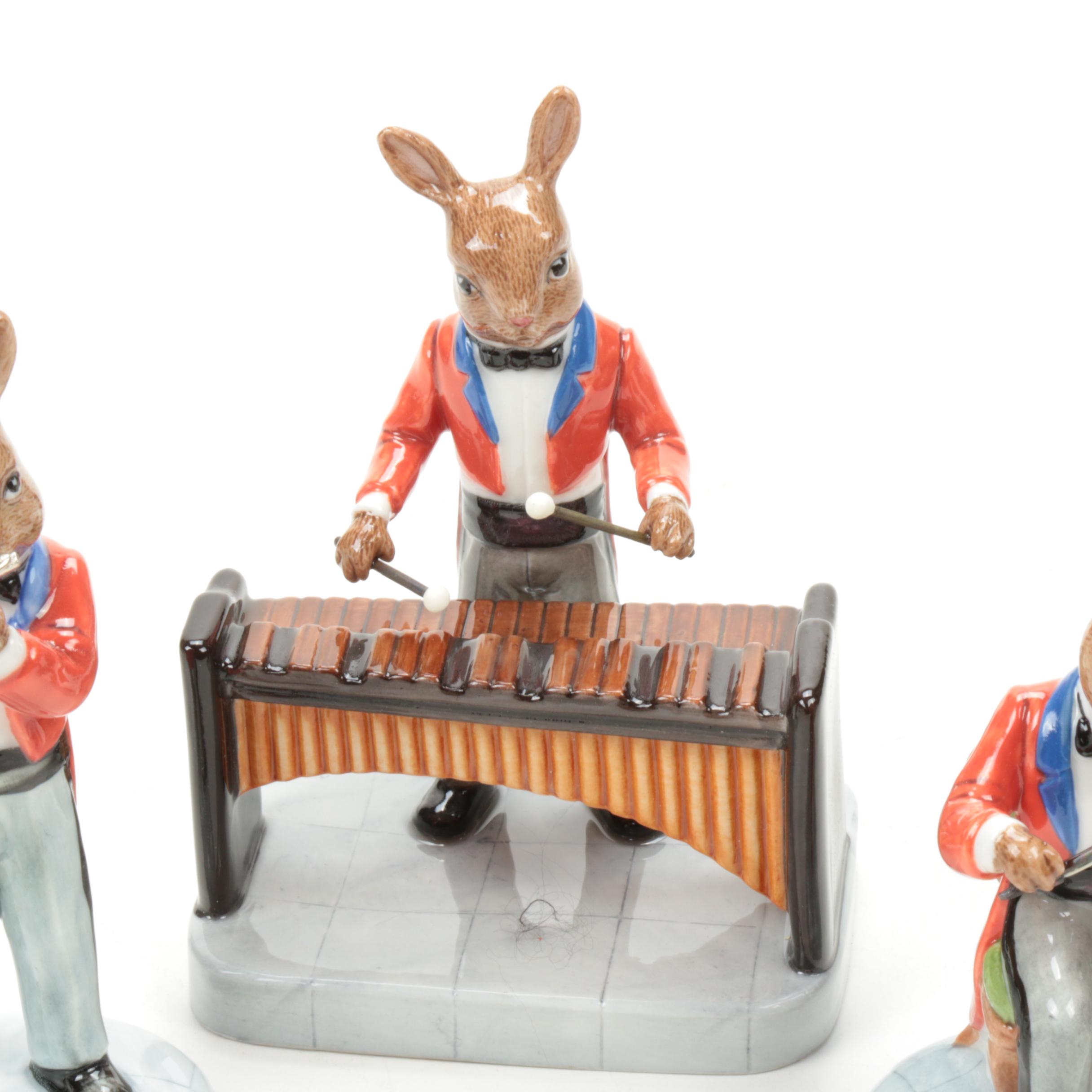 Royal Doulton "The Violinist" and Other Bunnykins Porcelain Figurines