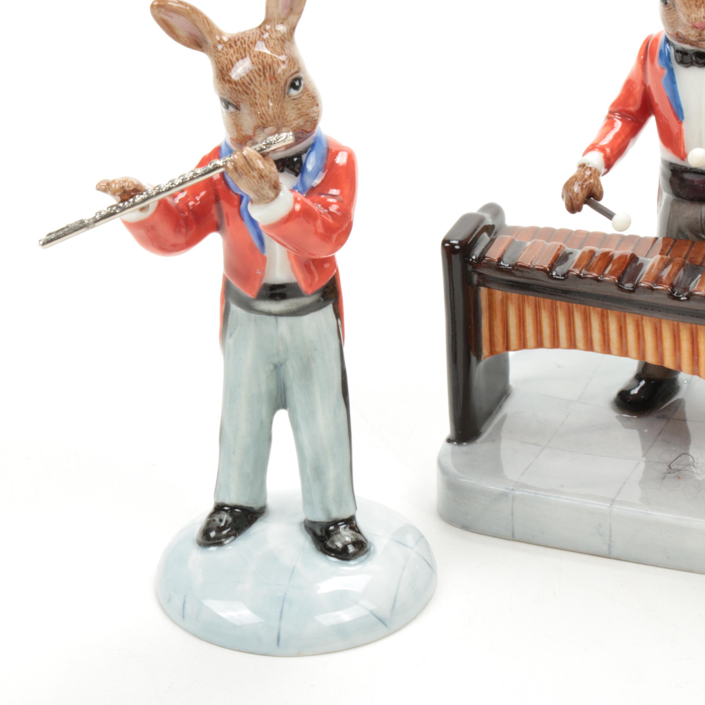 Royal Doulton "The Violinist" and Other Bunnykins Porcelain Figurines