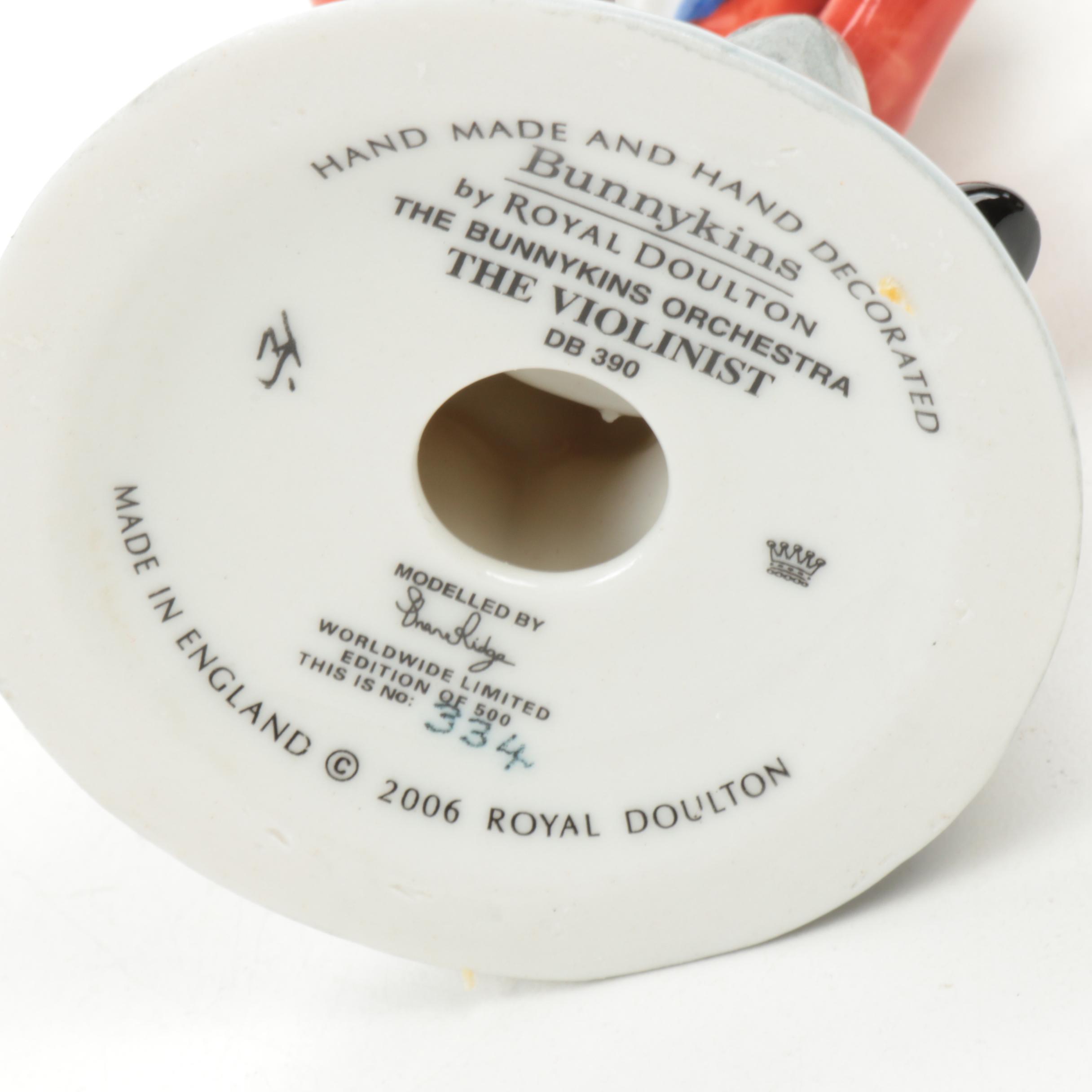 Royal Doulton "The Violinist" and Other Bunnykins Porcelain Figurines