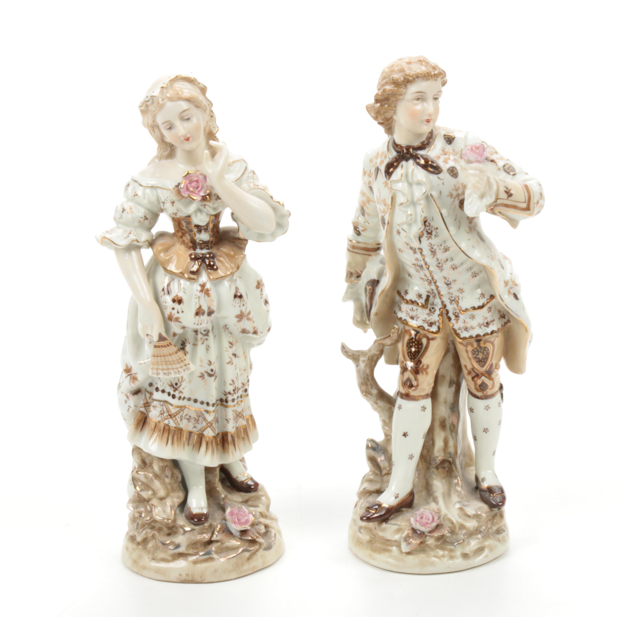 Victorian Style Porcelain Figurines, Early to Mid-20th Century