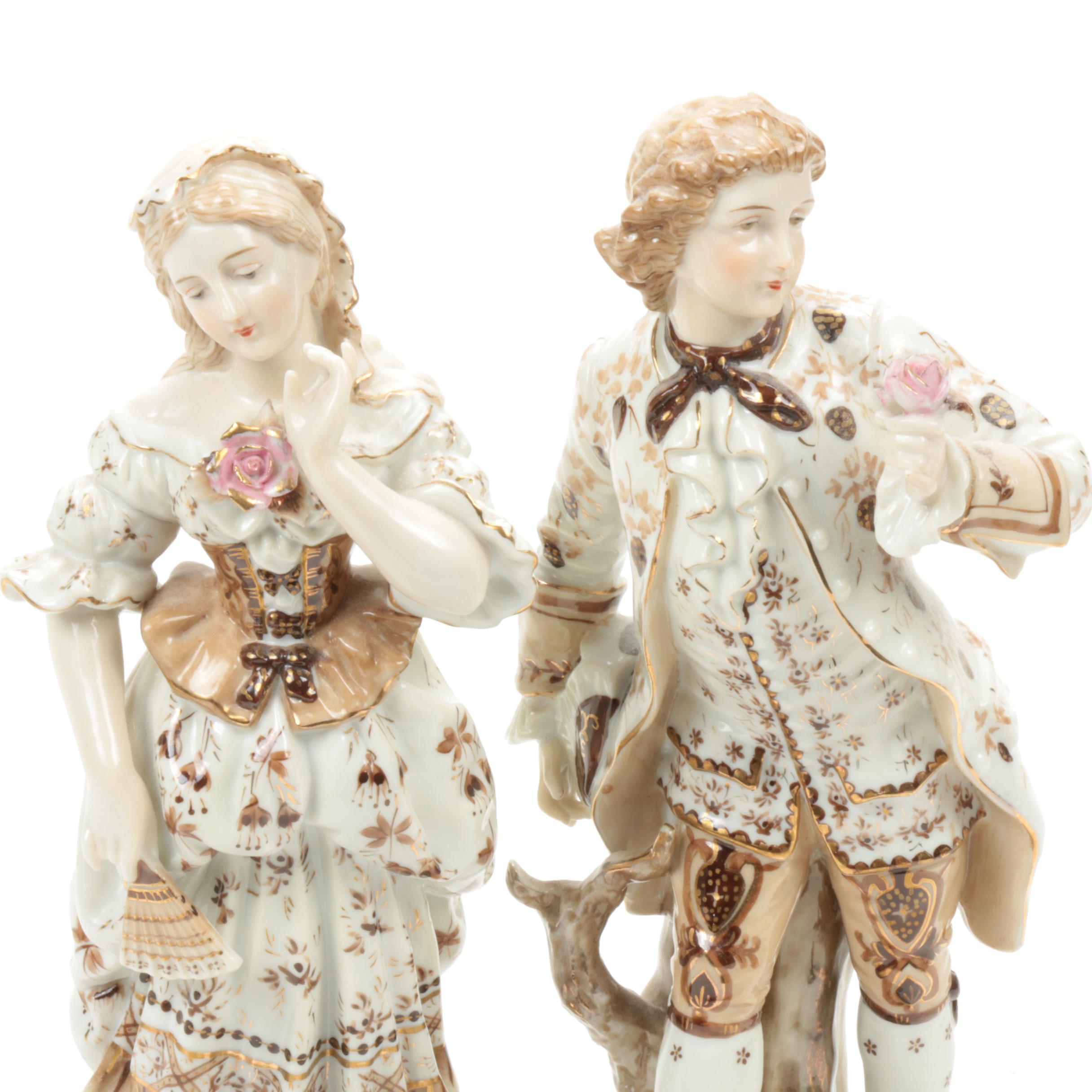 Victorian Style Porcelain Figurines, Early to Mid-20th Century