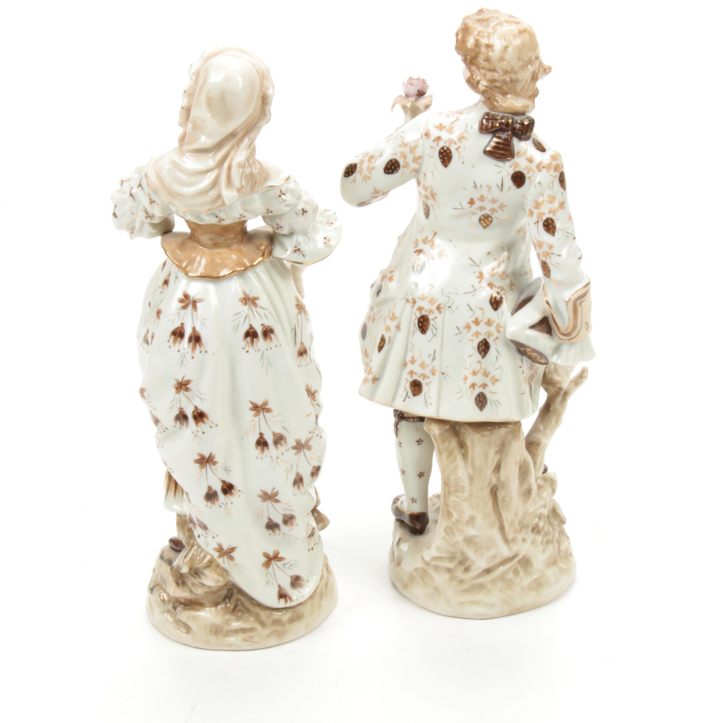 Victorian Style Porcelain Figurines, Early to Mid-20th Century