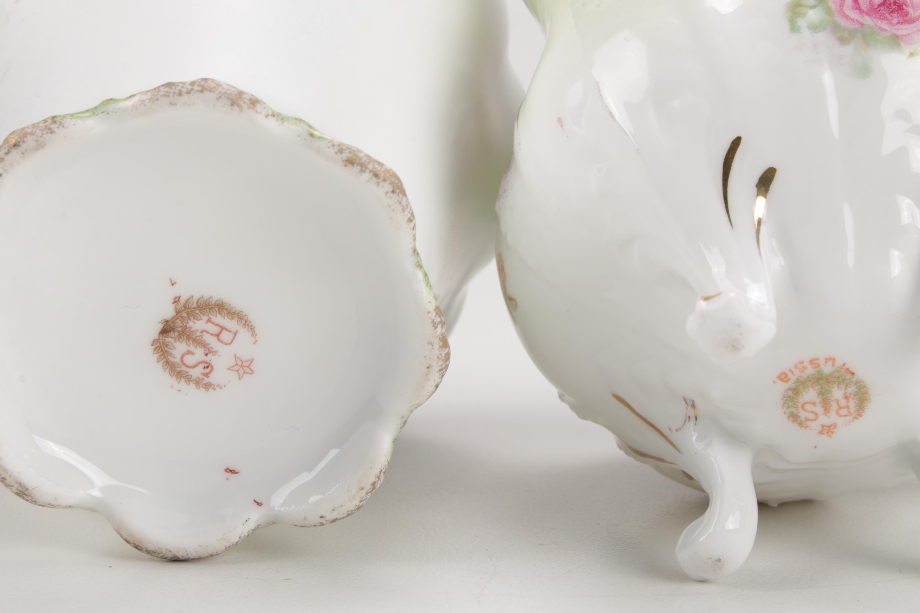 Schumann Arzberg "Dresden Flowers" and Other Hand-Painted Porcelain Serveware