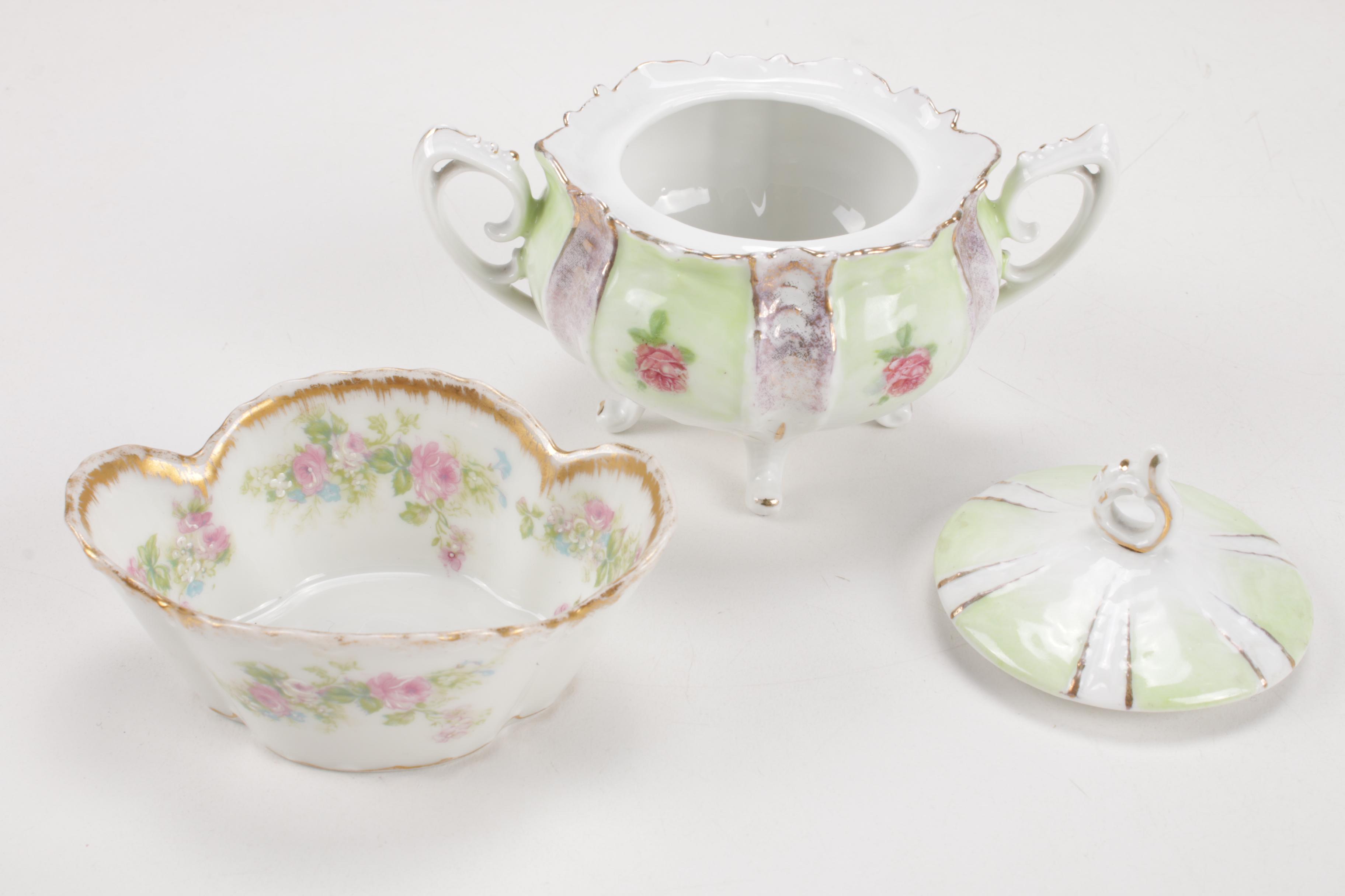 Schumann Arzberg "Dresden Flowers" and Other Hand-Painted Porcelain Serveware