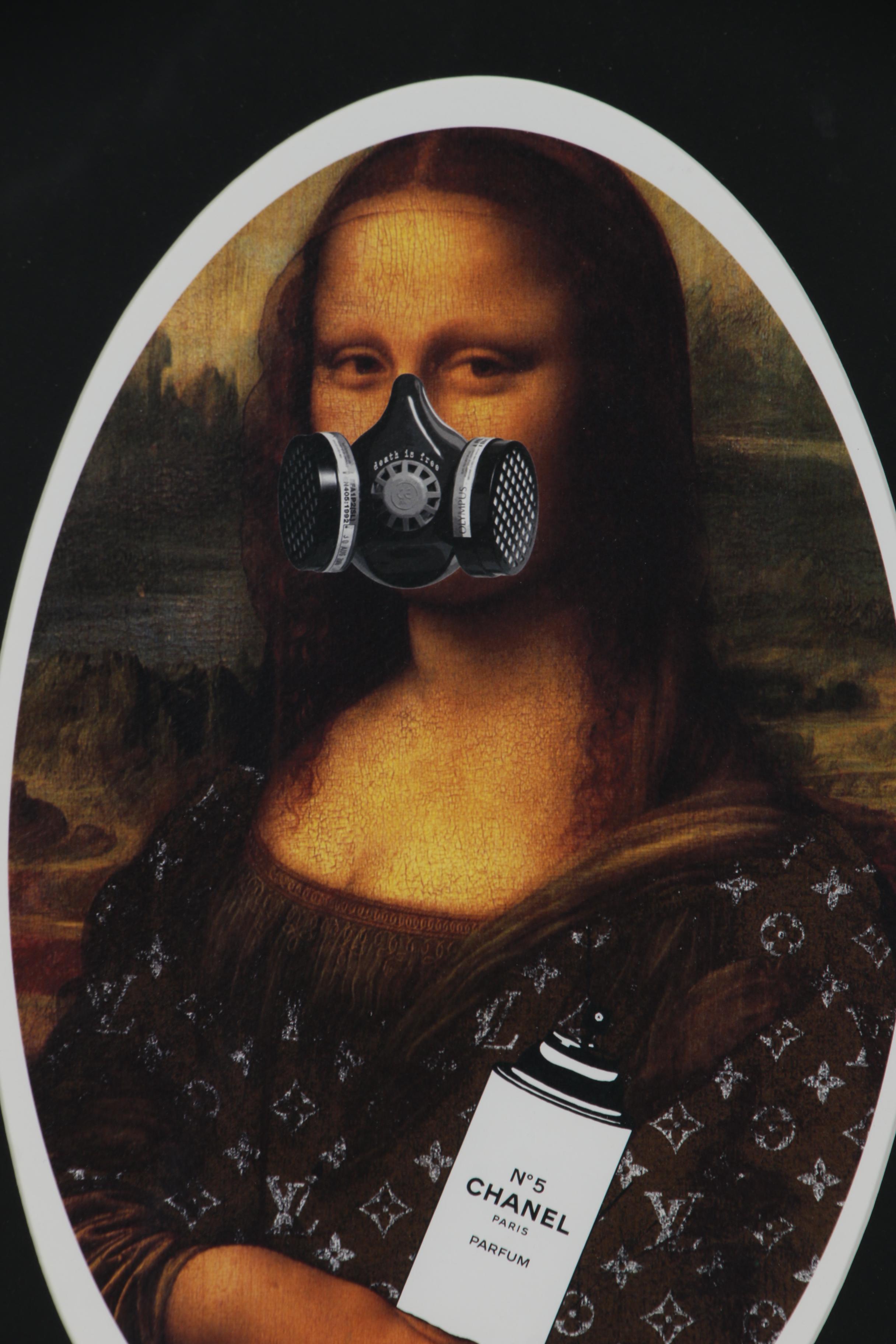 Death NYC Offset Lithograph of Mona Lisa in Gas Mask