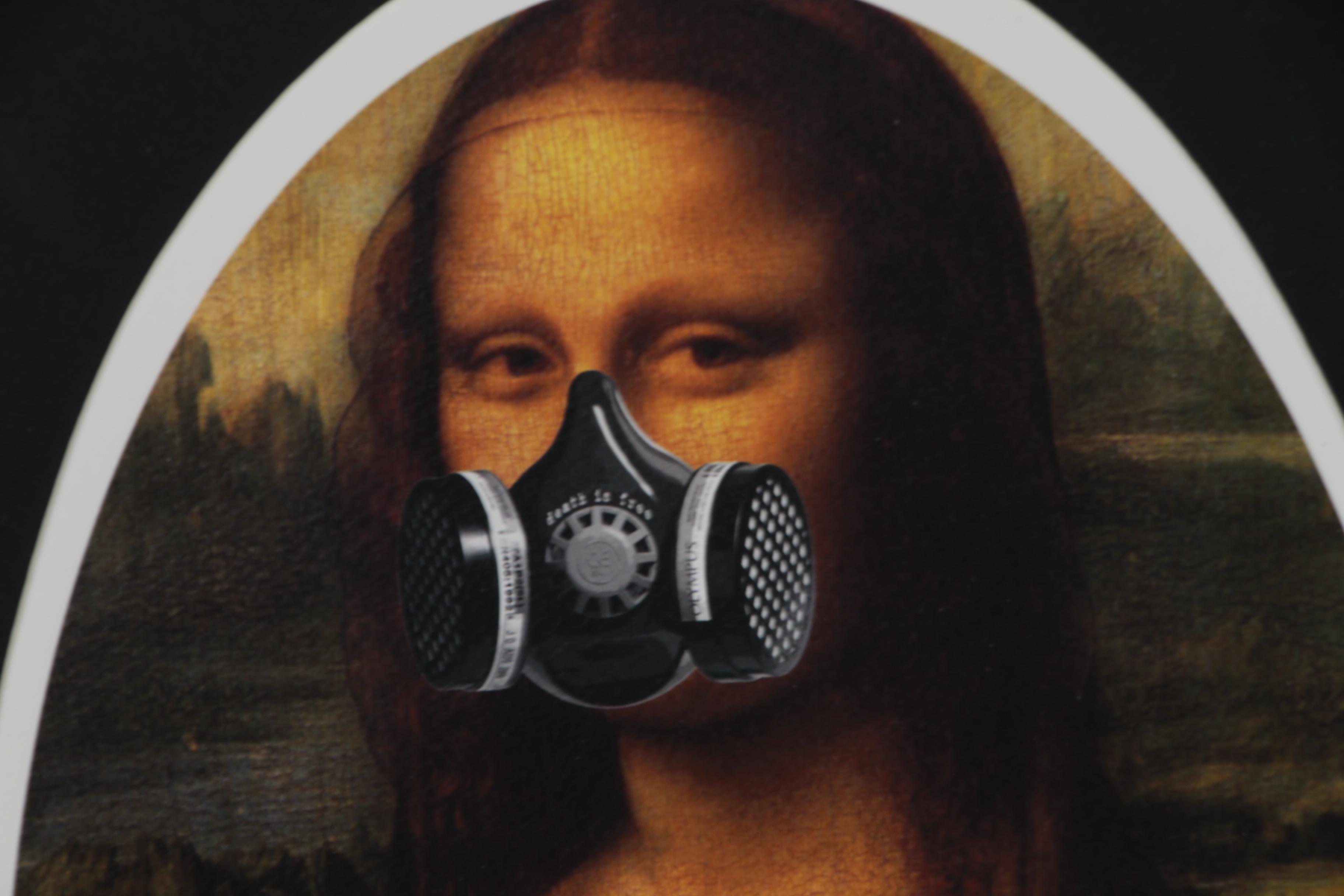 Death NYC Offset Lithograph of Mona Lisa in Gas Mask