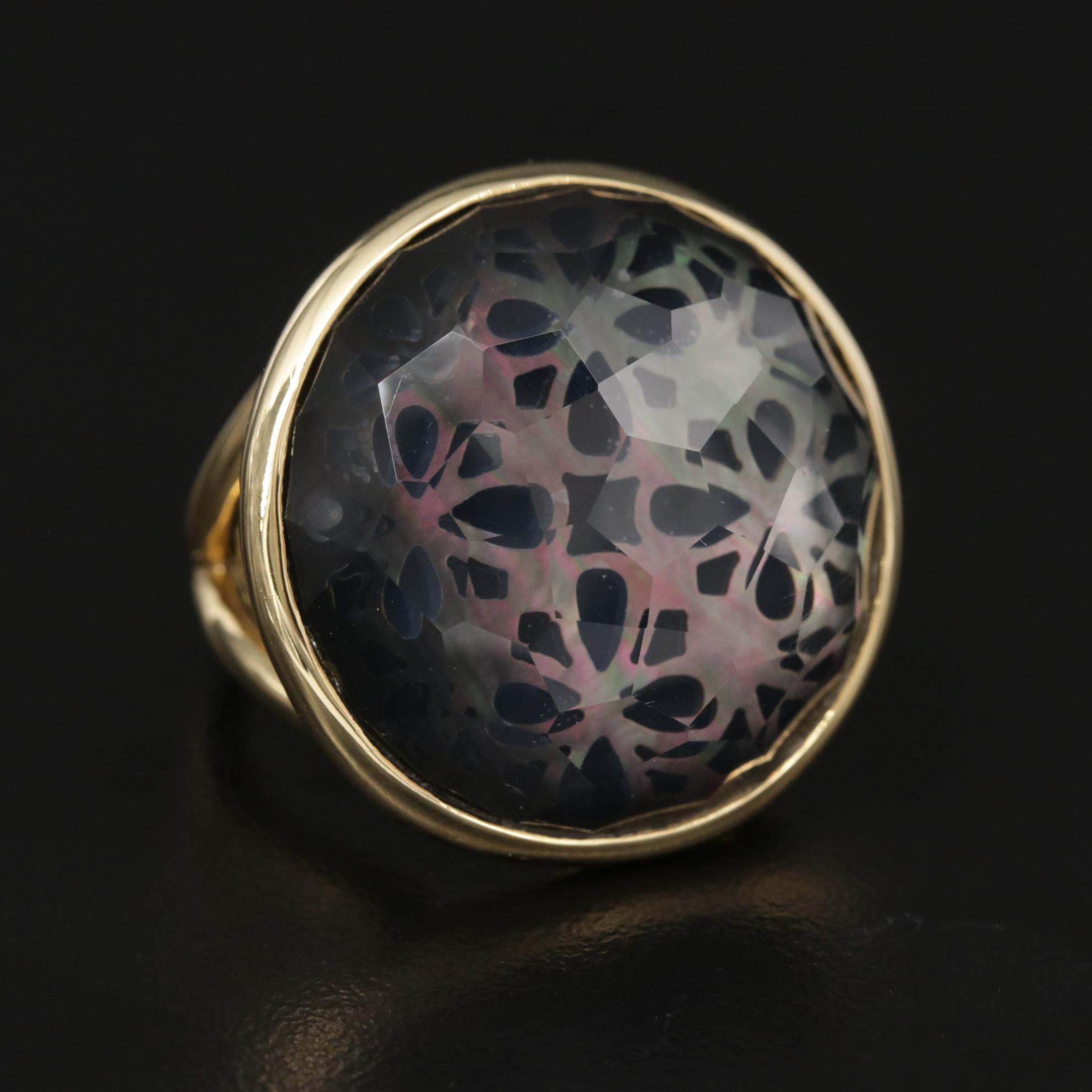 Ippolita "Rock Candy" 18K Mother of Pearl and Quartz Doublet Ring