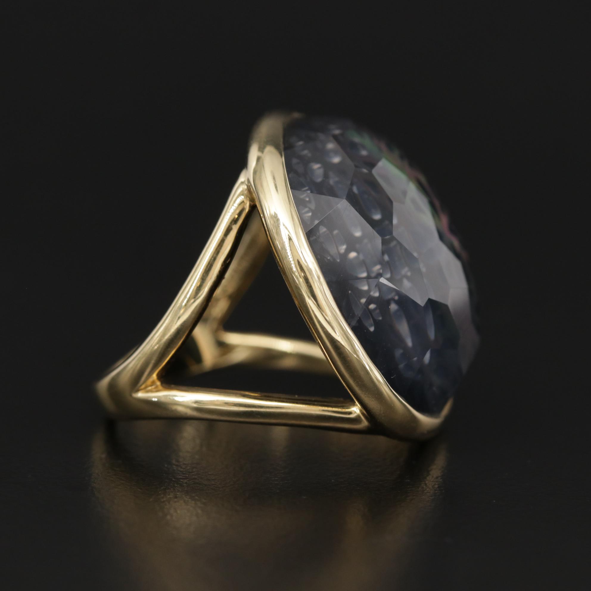 Ippolita "Rock Candy" 18K Mother of Pearl and Quartz Doublet Ring