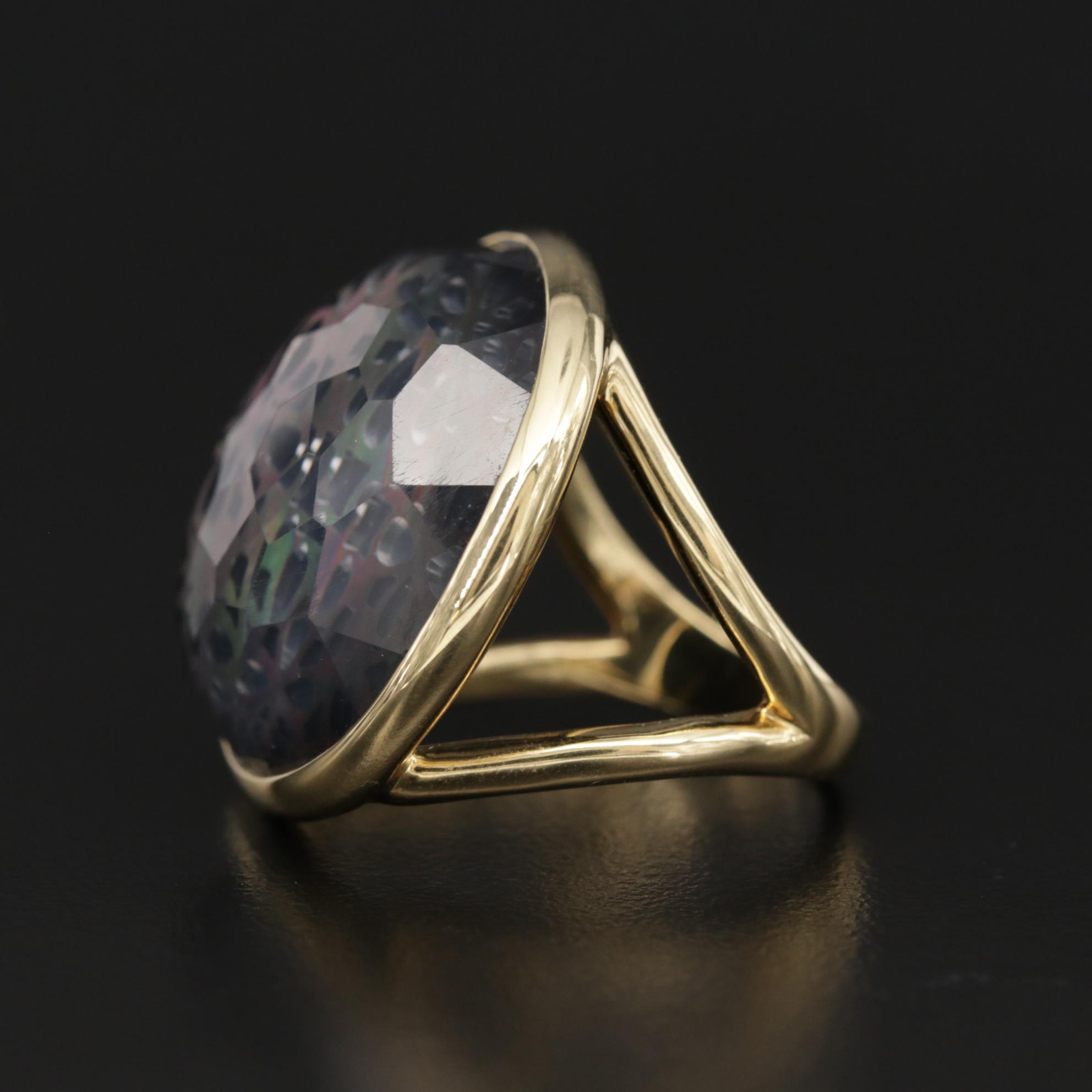 Ippolita "Rock Candy" 18K Mother of Pearl and Quartz Doublet Ring