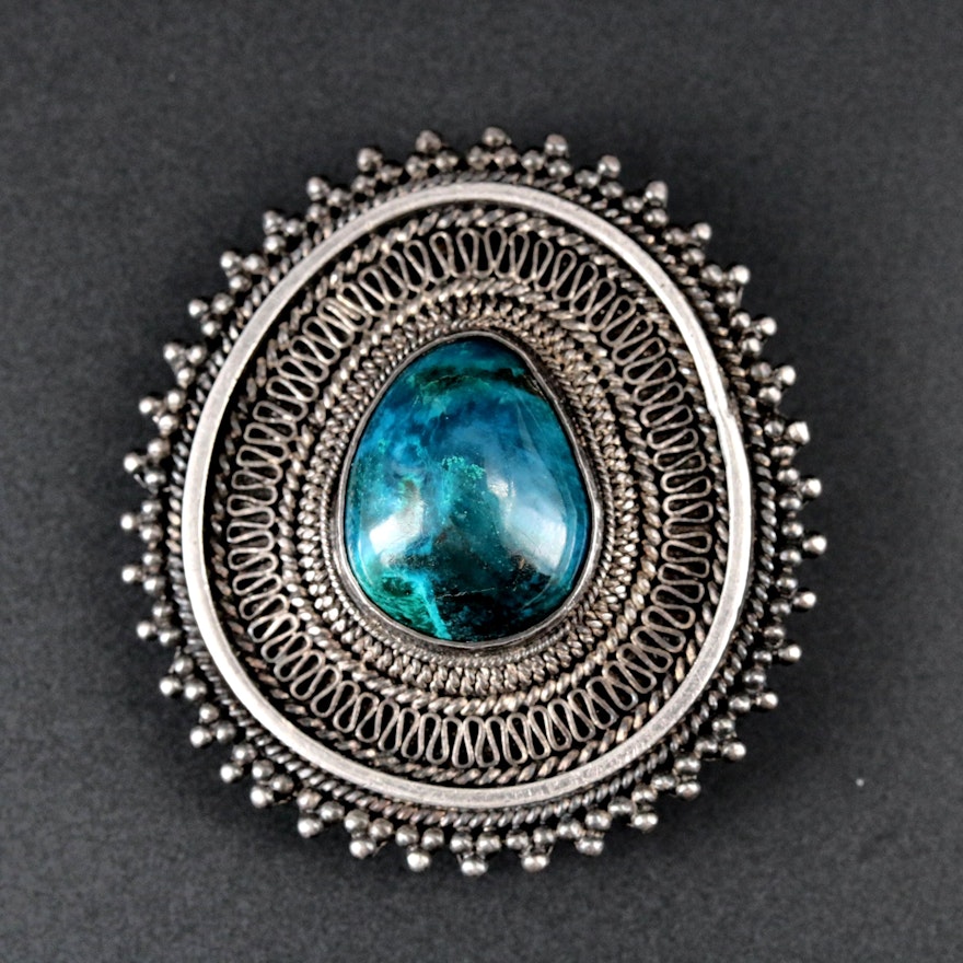 935 Silver Eilat Stone Converter Brooch