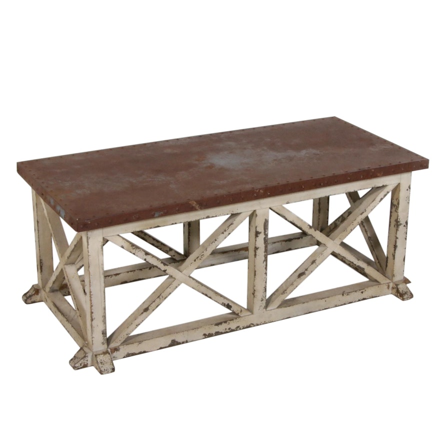 Industrial Style Metal Top Coffee Table