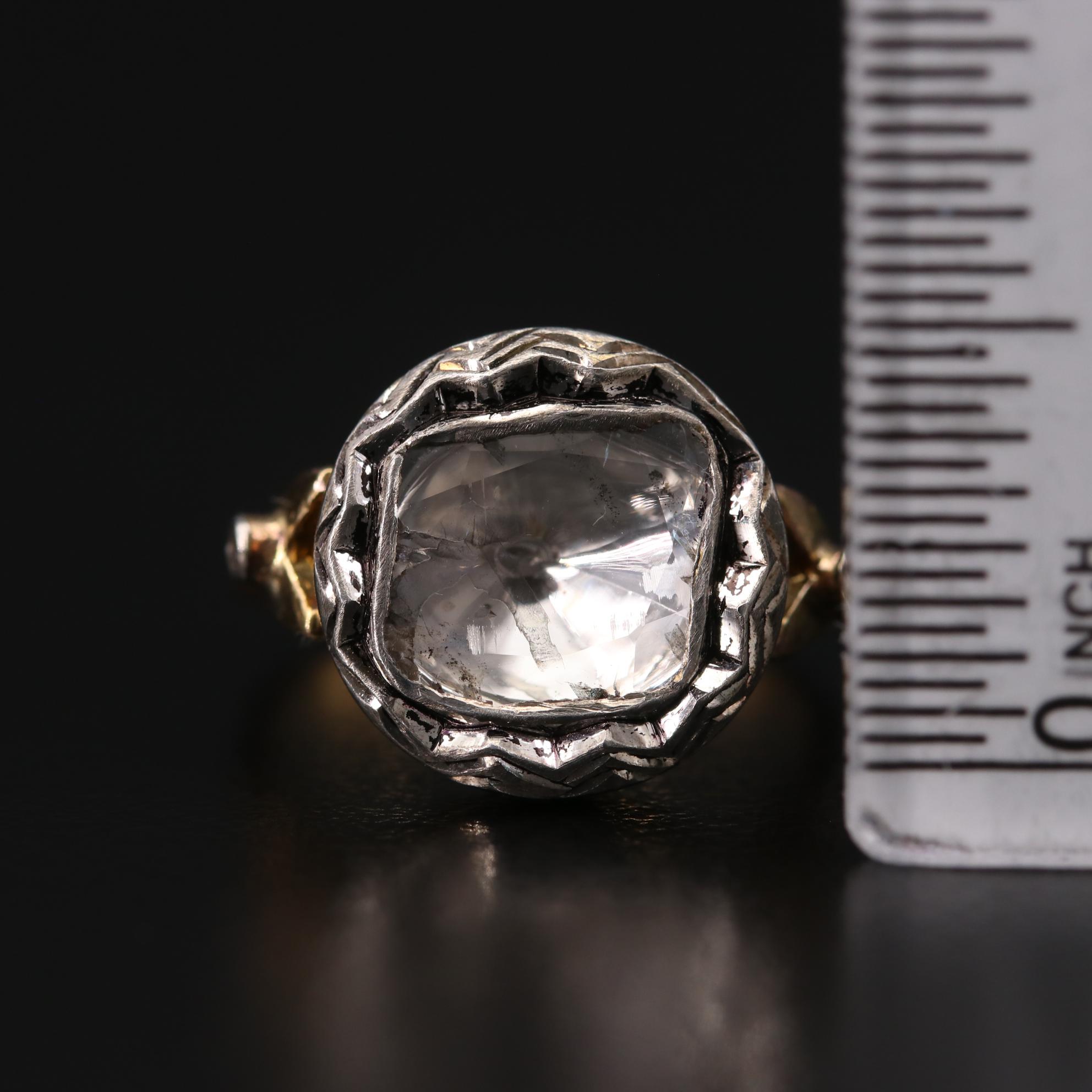 10K Yellow Gold Diamond Texture Ring with Sterling Accent