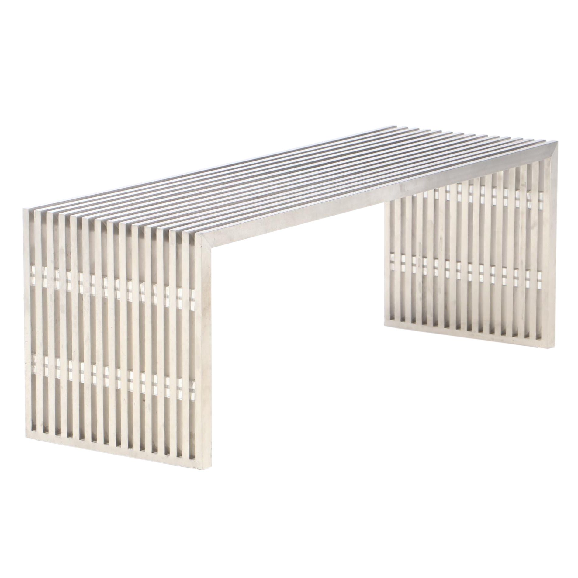 Contemporary Modern Stainless Steel Bench with Acrylic Spacers