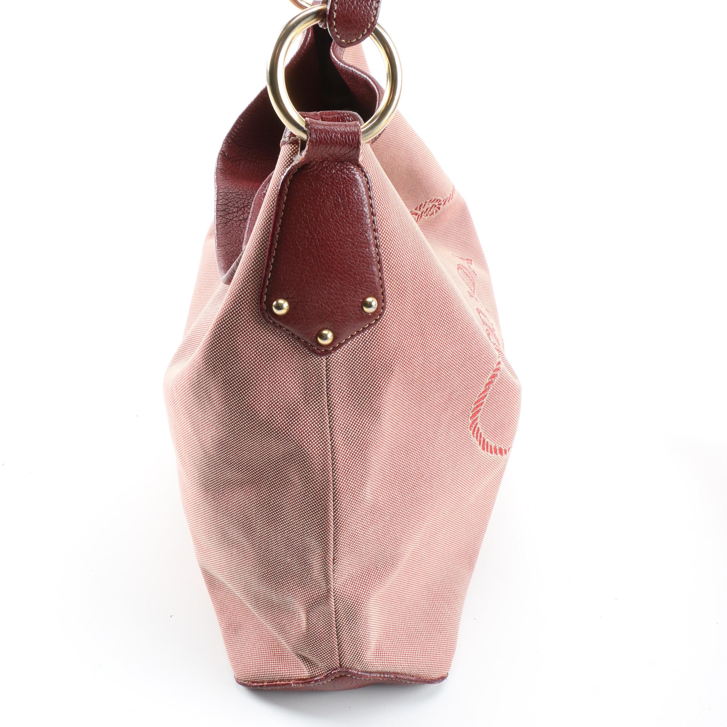 Prada Canapa Logo Garde Canvas and Leather Hobo Bag