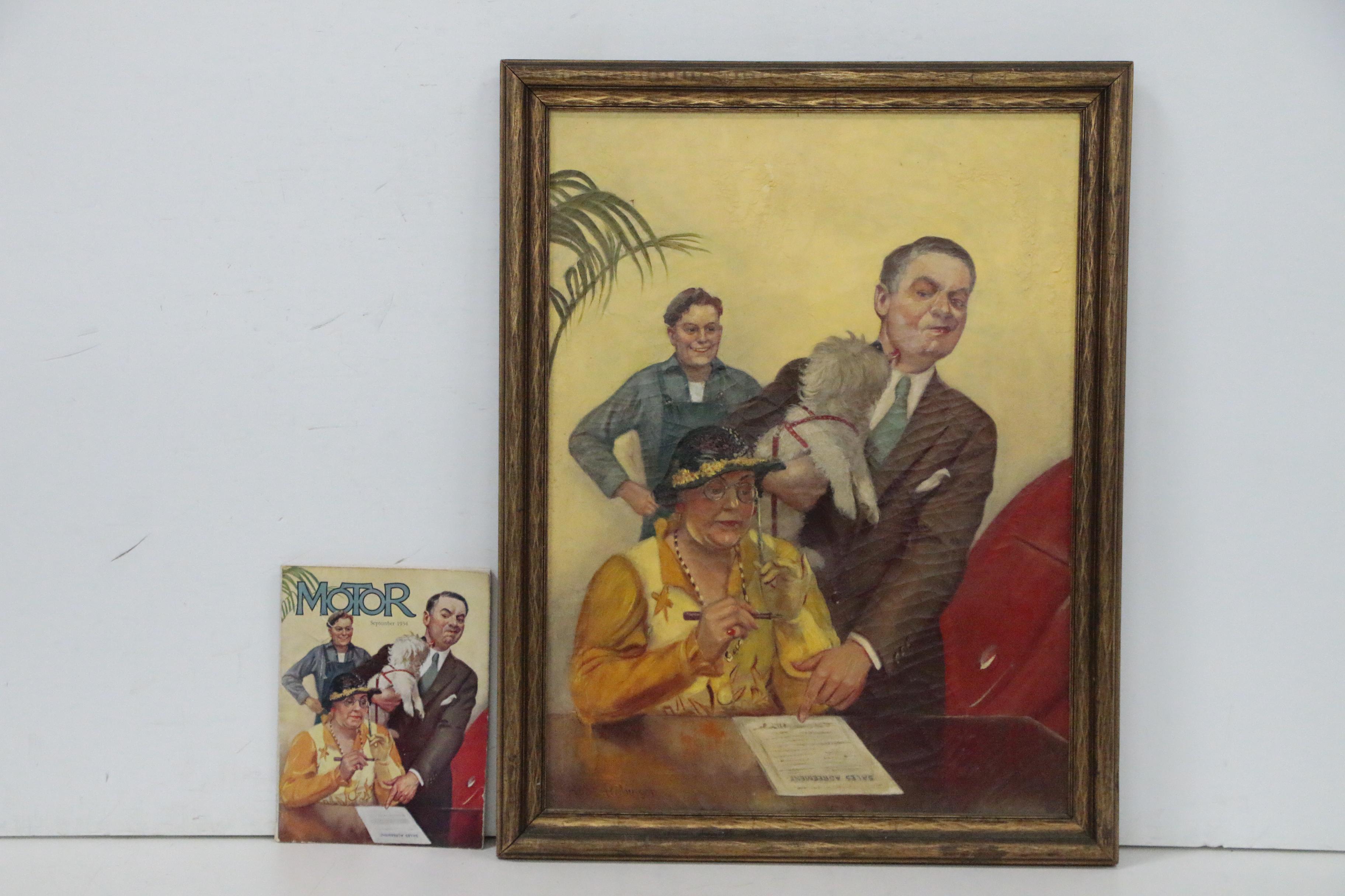 Robert Robinson Preliminary Oil Illustration with 1934 "Motor" Magazine